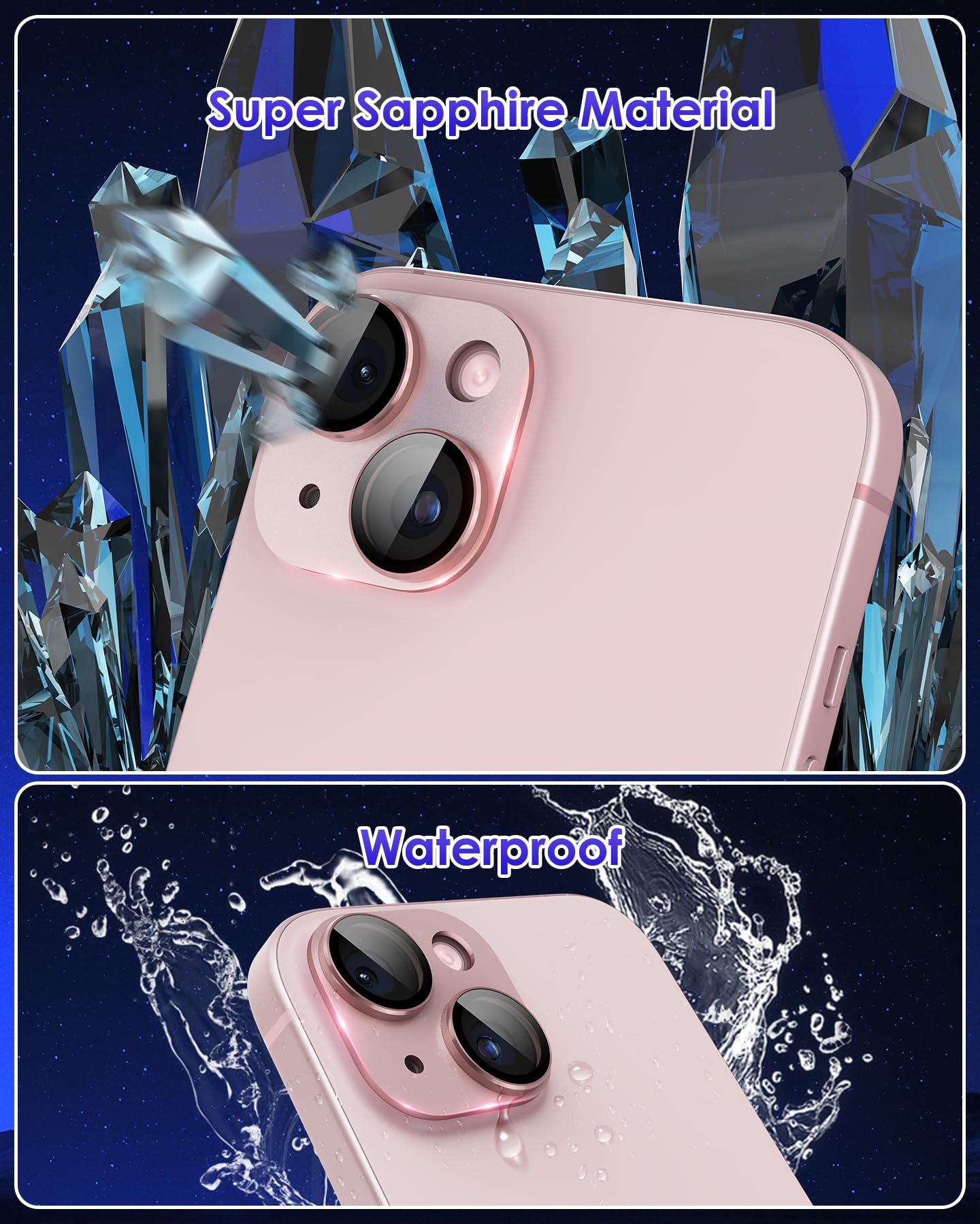 Kanosan For Iphone 15 Plus/Iphone 15 Camera Lens Protector Metal Plus Aluminium Alloy Ring 9H Tempered Glass Screen Case Friendl