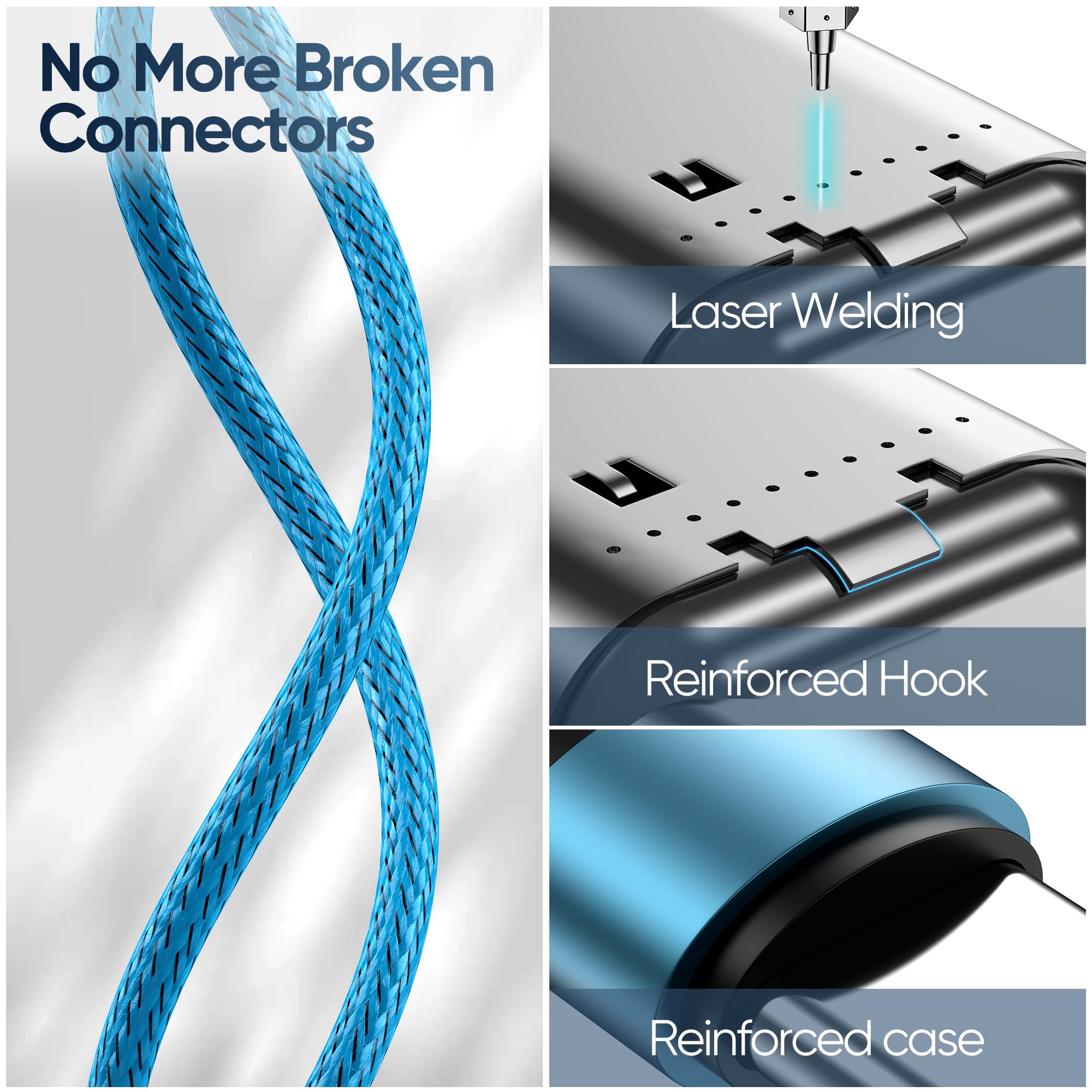 Boenoea Usb C To Usb C Cable 10Ft 4 Pack, Usb C Charger Cable 60W Nylon Braided Compatible For Phone 15/15 Pro/15 Pro Max, Macbo