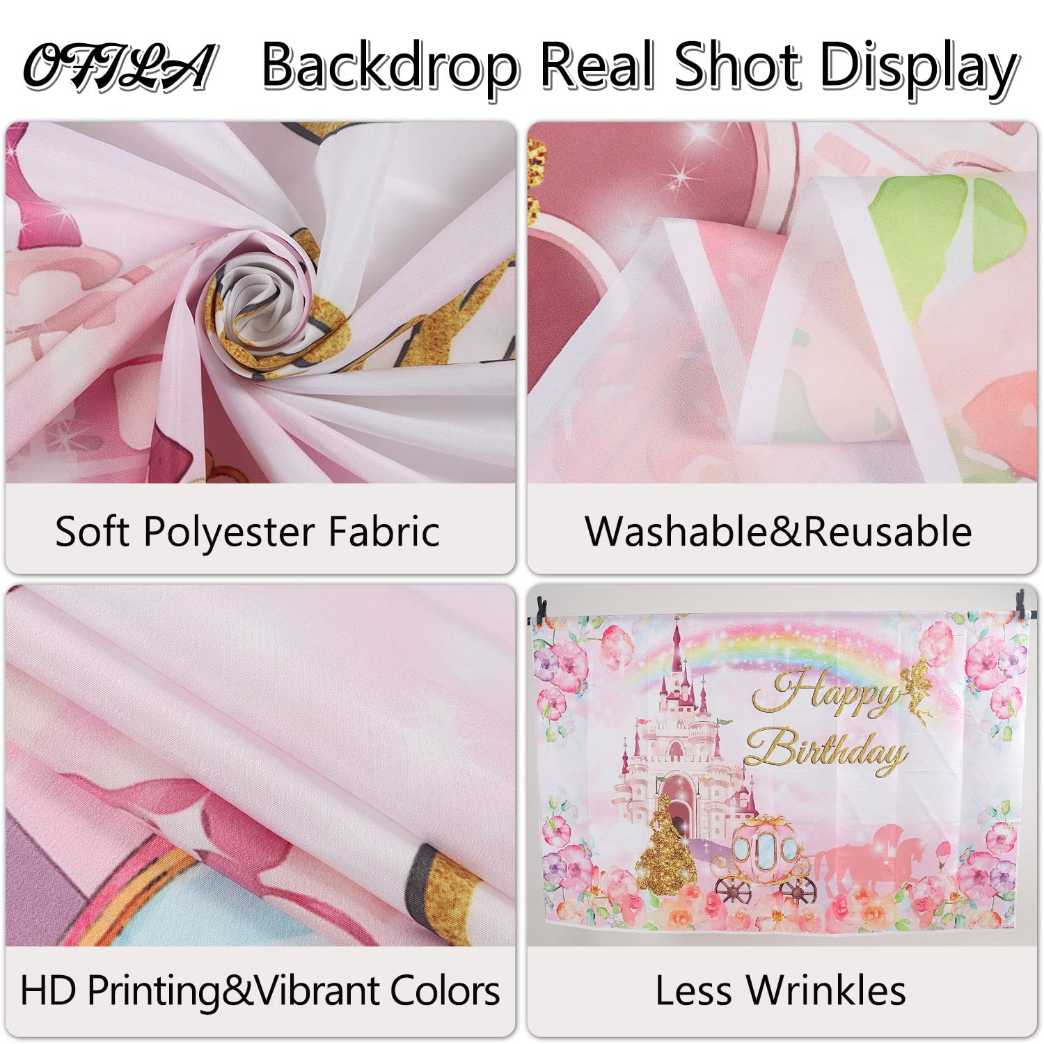 Ofila Princess Castle Birthday Backdrop 7X5Ft Royal Castle Carriage Photography Background Banner Princess Birthday Party Decora