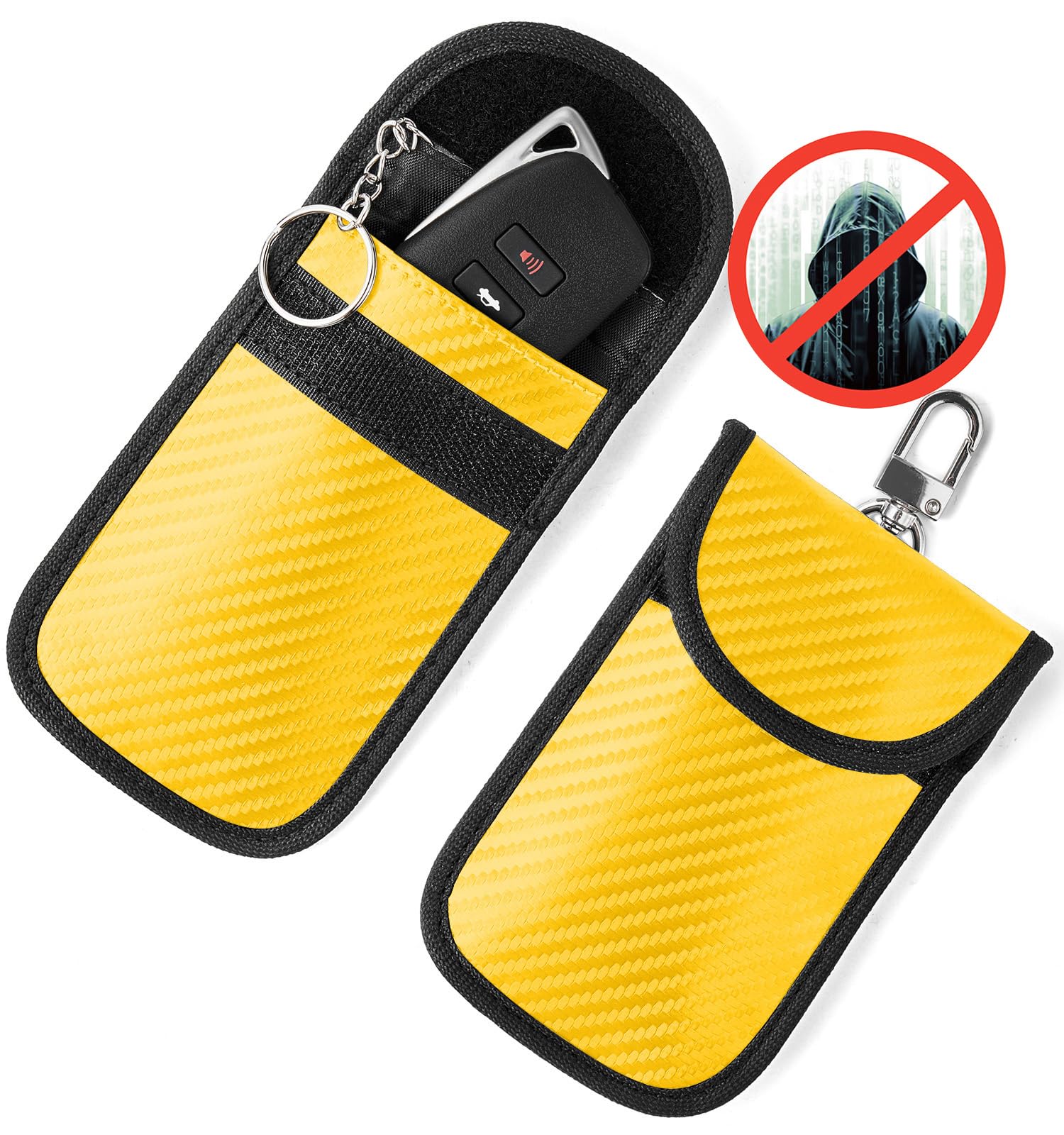 Vammcht Upgraded Faraday Bag for Key Fob (2 Pack), Premium Faraday Key Fob Protector– Car RFID Signal Blocking, Car Security Protection, Anti-Theft Pouch, Anti-Hacking Case Blocker Yellow -Like New