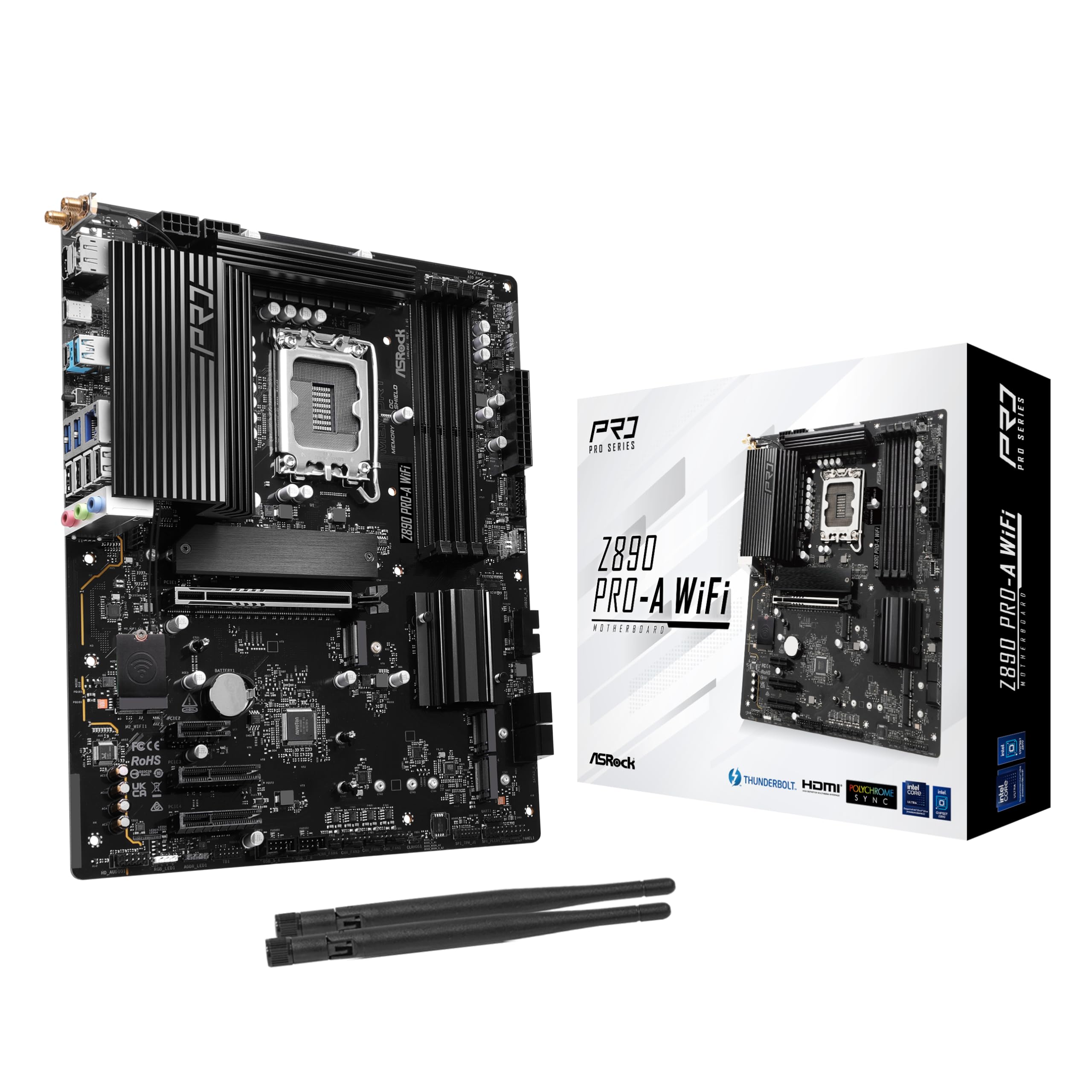ASRock Z890 ProA WiFi 6E Motherboard Intel Core Ultra LGA1851 RLILM DDR5 8666 MHz 256 GB ATX Motherboard PCIe 5.0