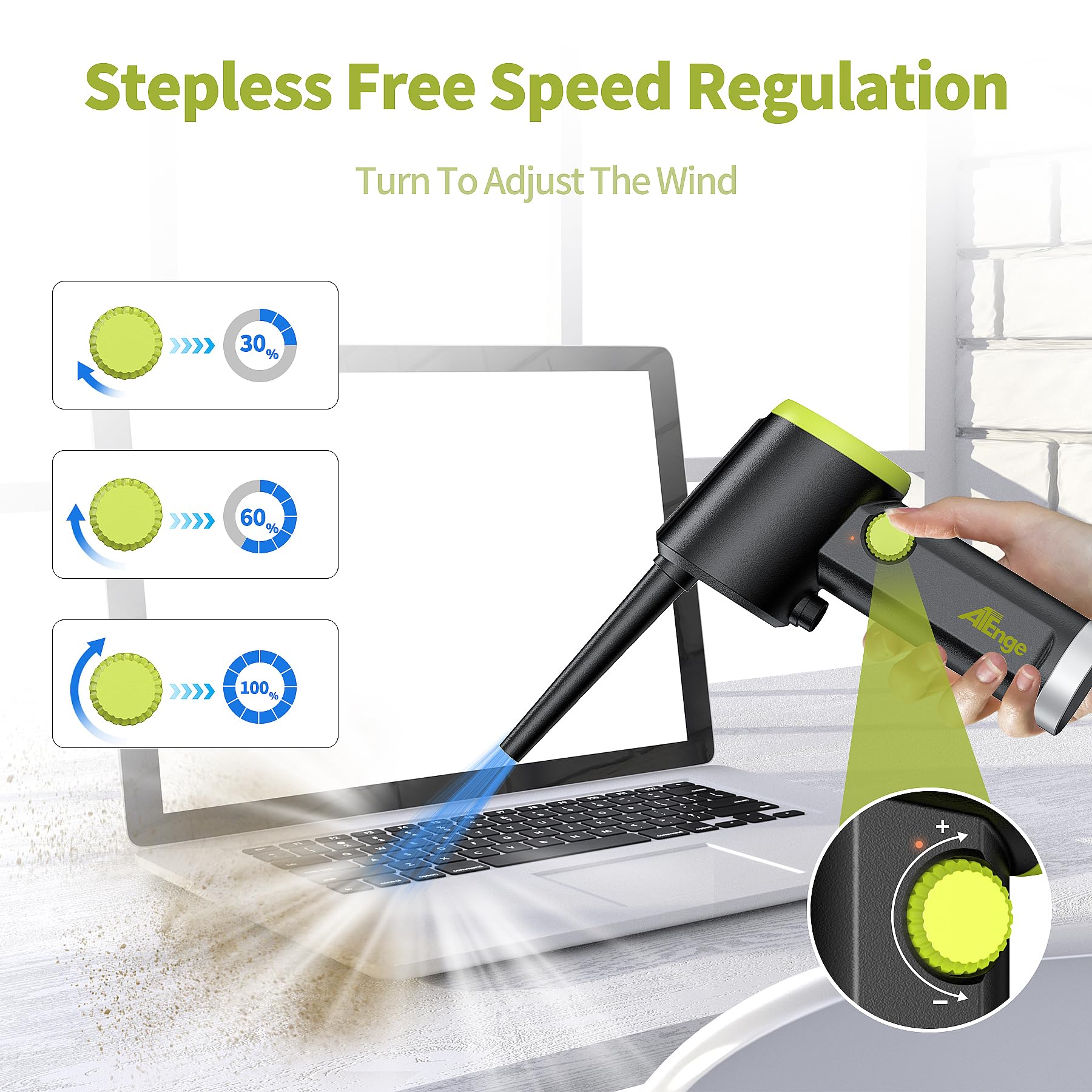 Compressed Air Duster, Electric Air Duster, Handheld Cordless Air Duster, Stepless Speed Motor, 6000Mah Rechargeable Air Blower,