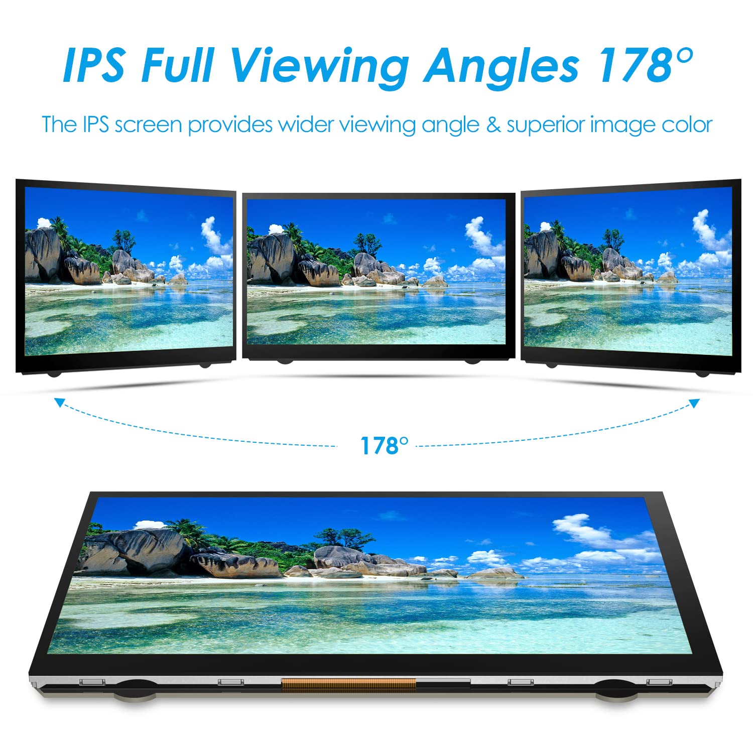 Hmtech 7 Inch Raspberry Pi Screen 800X480 Hdmi Portable Monitor Ips Lcd Display For 4/3/2/Zero/B/B+ Win11/10/8/7 (Non Touch)