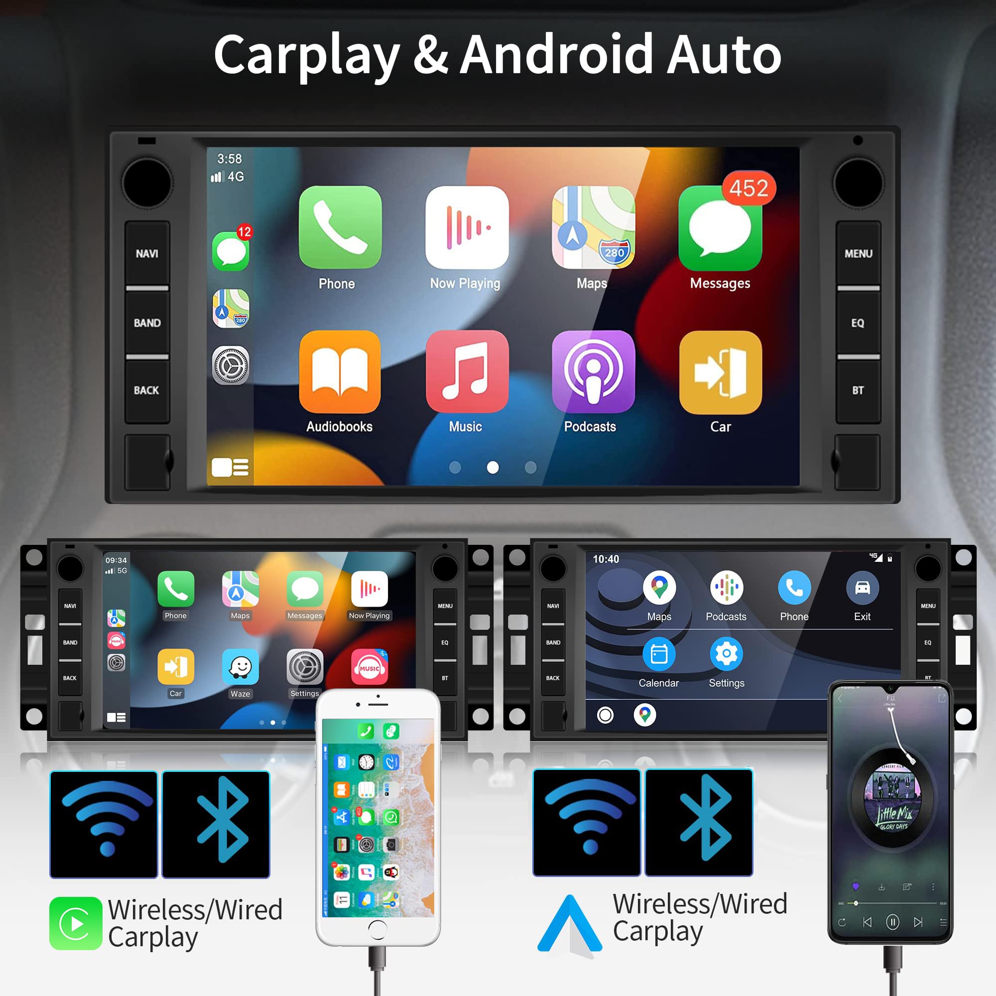Android 13 Car Stereo Radio Wireless Carplay For Jeep Wrangler Dodge Ram Avenger Challenger Chrysler, Rimoody 7'' Touchscreen An