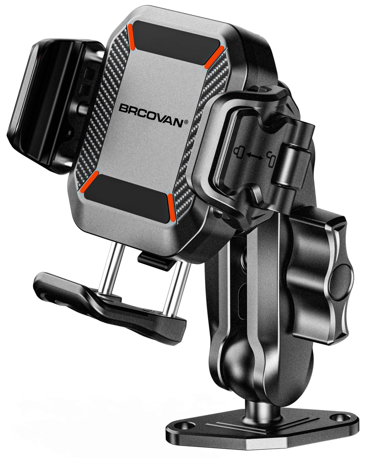 Brcovan Anti-Theft Phone Mount Holder With Vibration Dampener [Camera Friendly] [1S Lock & Release], With Aluminum Diamond Base 