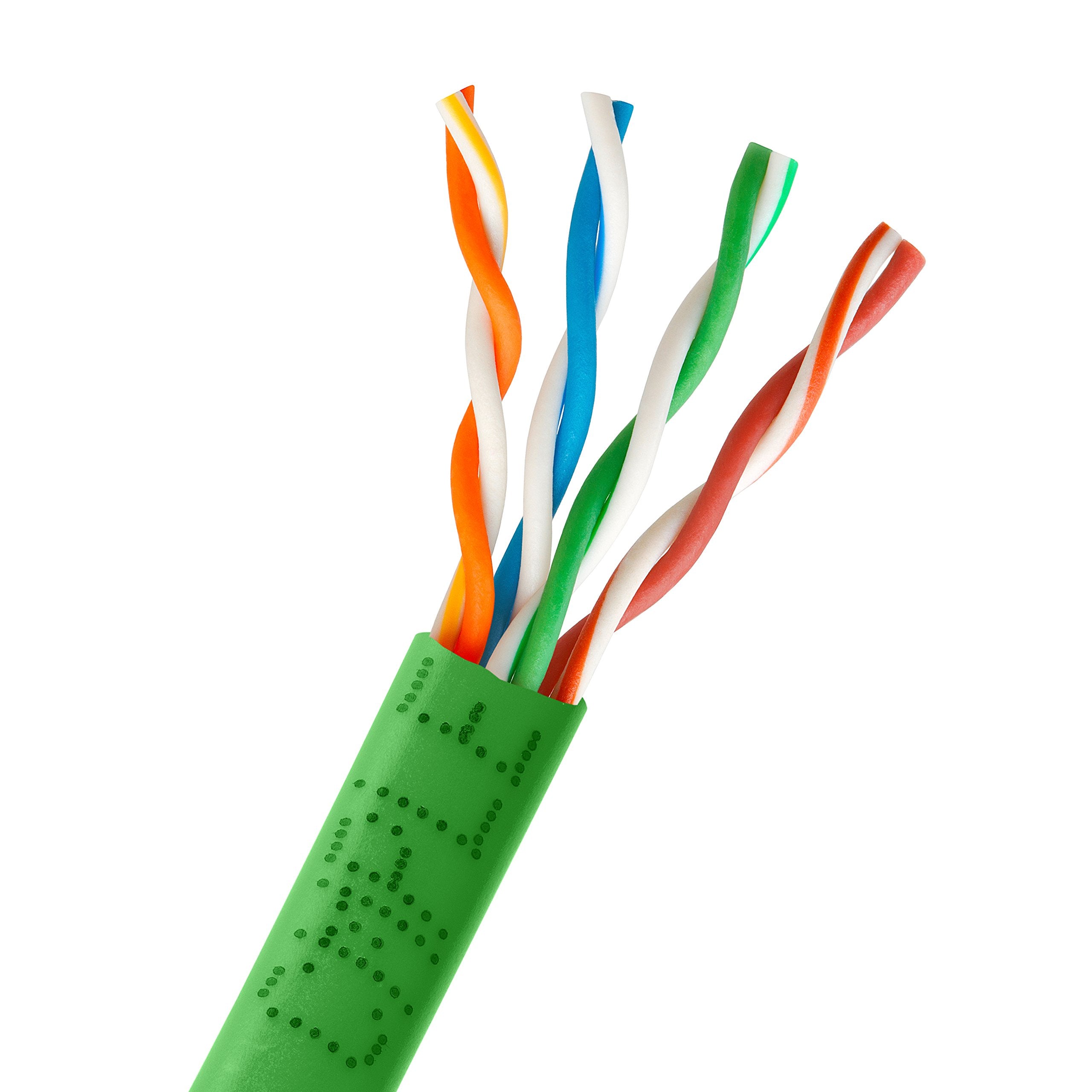 Cmple 1000Ft Cat5E 24Awg Bulk In Wall Ethernet Cable 350Mhz, Bare Copper   Green