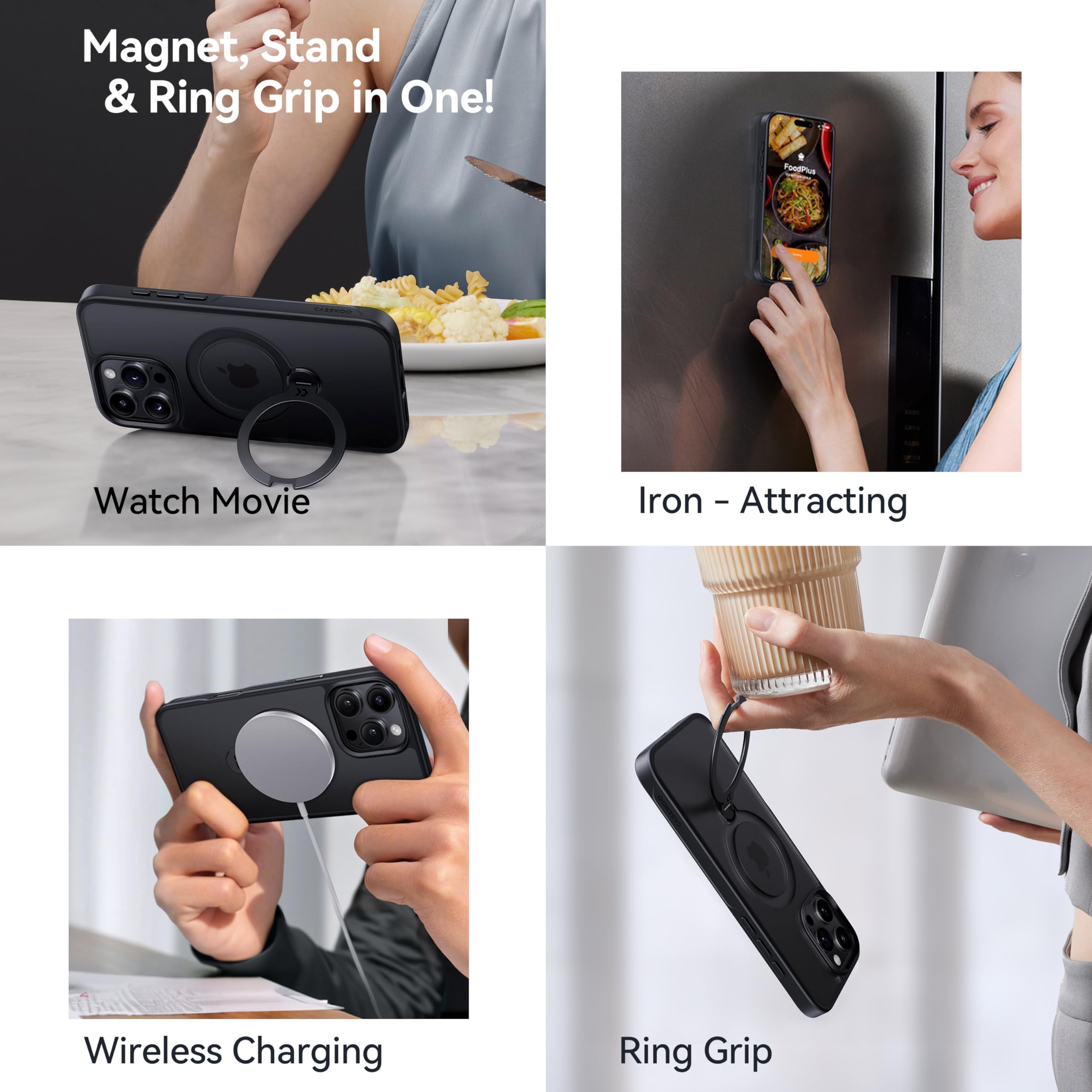 Casekoo Patented 360 Spin Magnetic Stand For Iphone 15 Pro Max Case [Military Drop Protection] [Compatible With Magsafe] Matte T