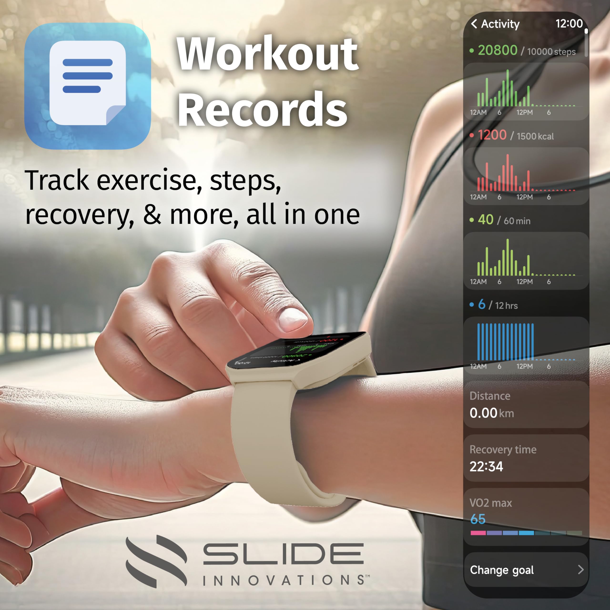 Slide Smart Fitness Watch, Bluetooth 5.3 Alexa-Enabled, Large 1.95    Hd Screen, Ip68 Waterproof, 100 Workout Modes, Heart Rate,