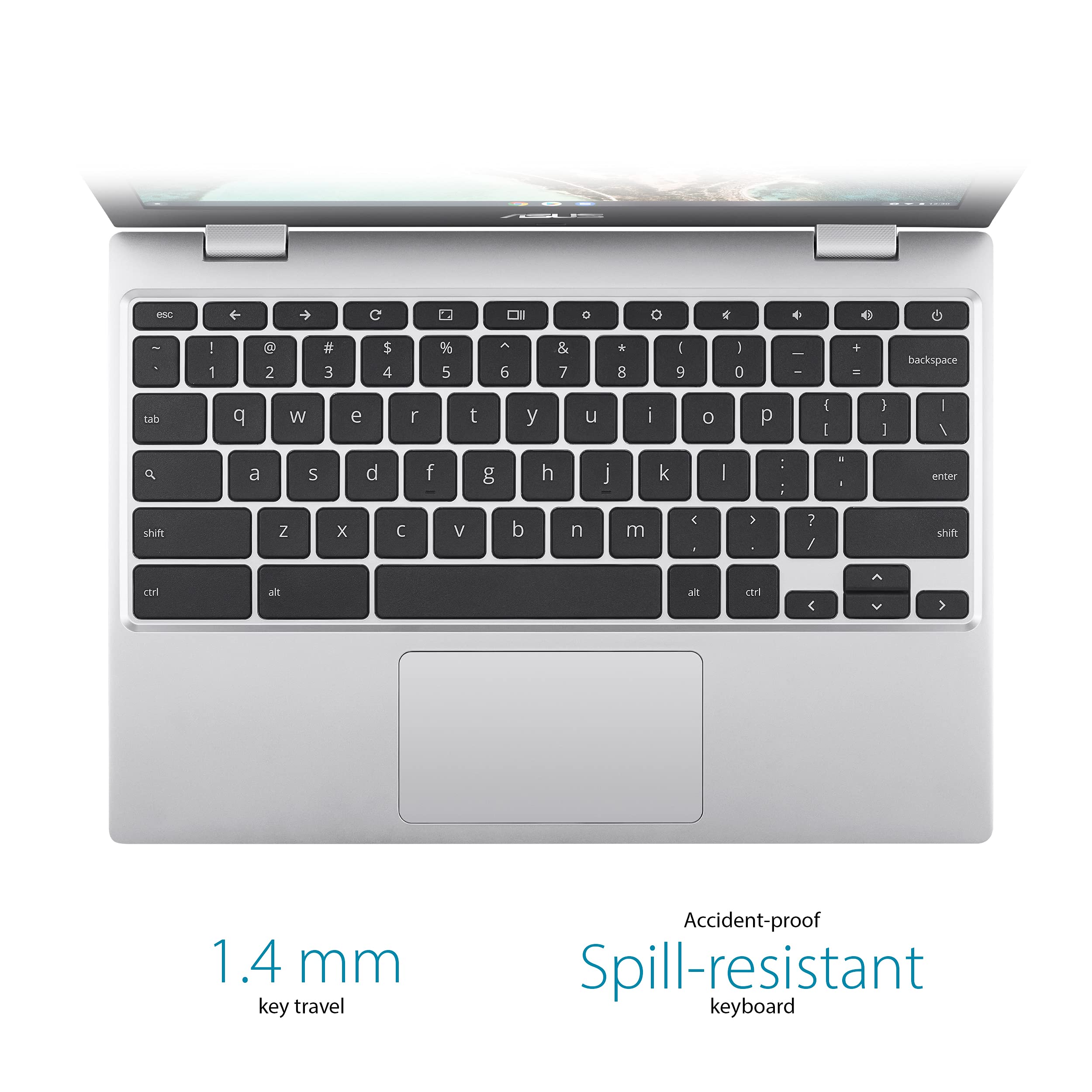 Asus Chromebook Cx1, 11.6'' Hd Nanoedge Display, Intel Celeron N3350 Processor, 32Gb Emmc, 4Gb Ram, Chrome Os, Transparent Silve