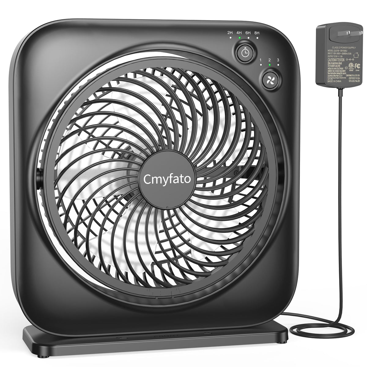 Cmyfato Window Fan,Small Box Fan With 3 Powerful Speed & 4 Timer Setting,12 Inch Portable Table Fan, 60 Pivoting Quiet Square Dc