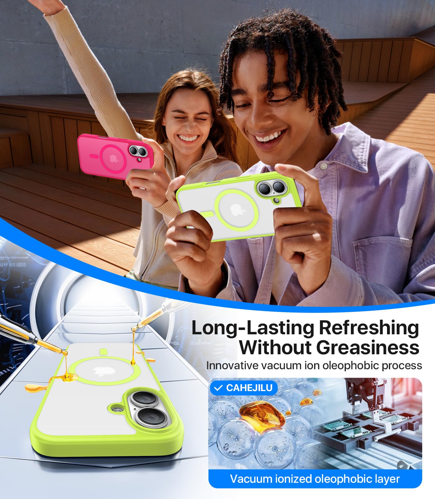 Cahejilu Magnetic For Iphone 16 Case[Compatible With Magsafe][Military Grade Drop Protection]Anti Fingerprint Translucent Matte