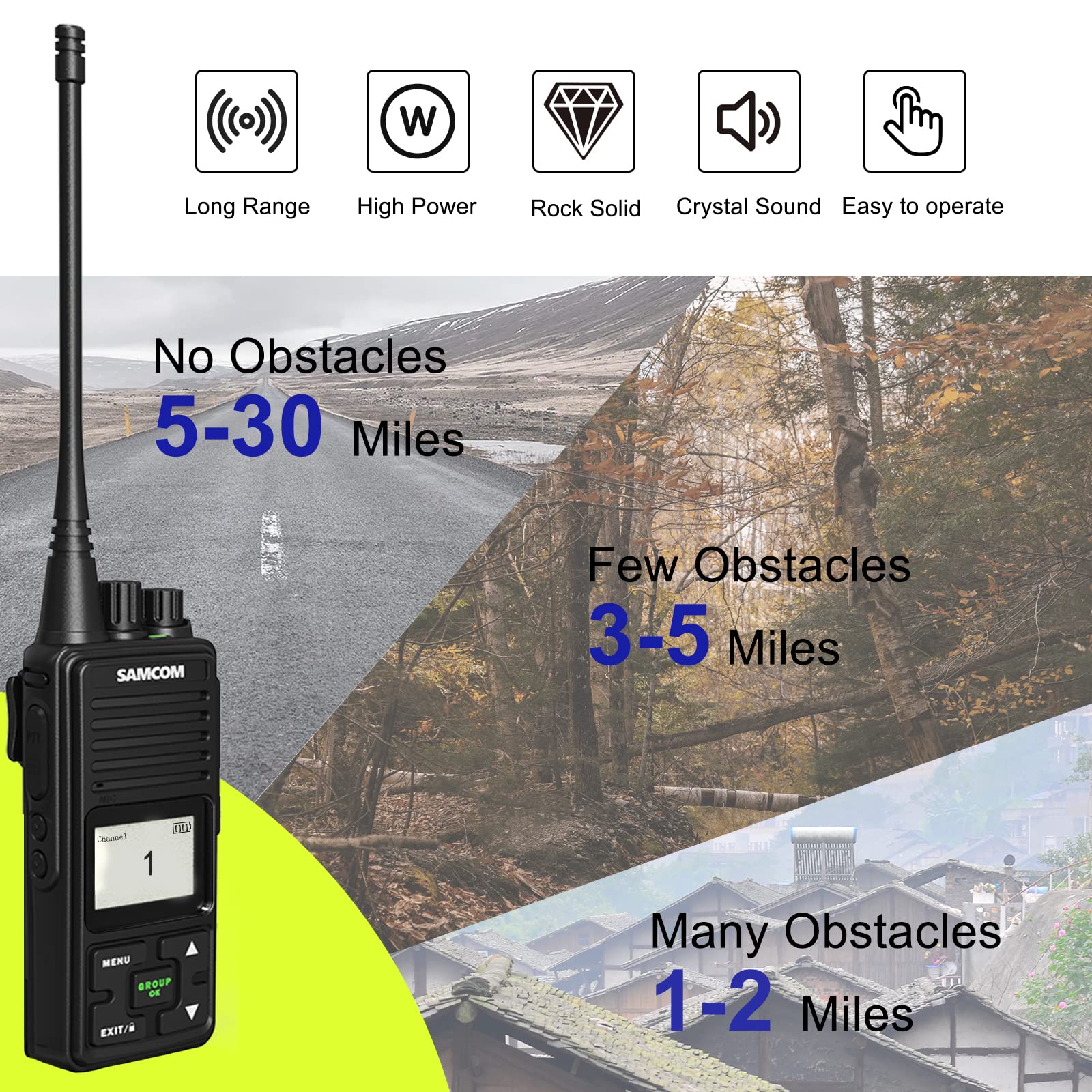 Samcom Fpcn10A Two Way Radios Long Range 3000Mah High Power, Heavy Duty Uhf Walkie Talkies 2 Way Radios Handheld With For Commercial Business Jobsite, Group Call, Vox, Programable, 2 Packs