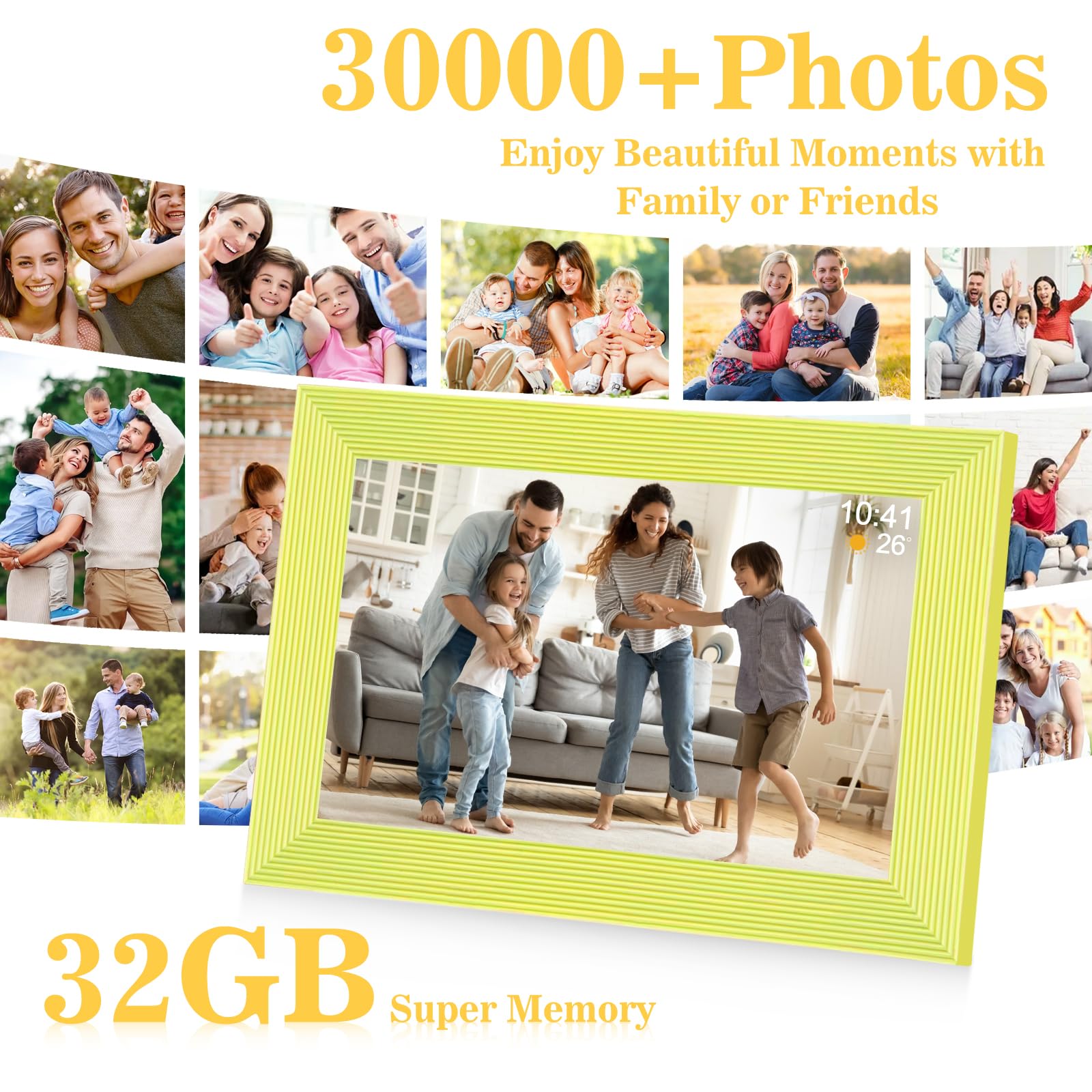 Frameo 10.1 Inch Smart Wifi Digital Photo Frame 1280X800 Ips Lcd Touch Screen, Auto-Rotate Portrait And Landscape, Built In 32Gb