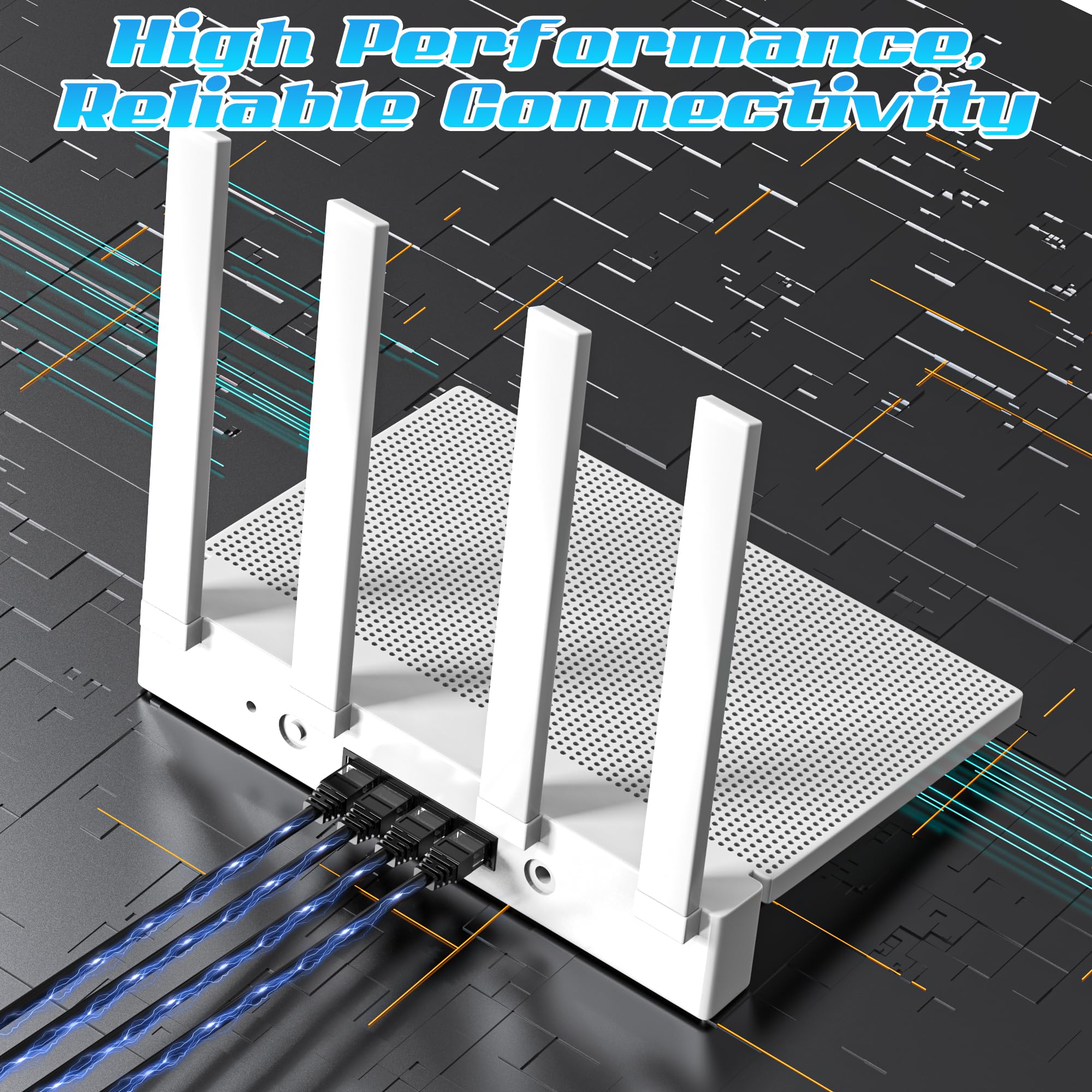 30Ft Cat6 Ethernet Cable, Cat 6 Patch Cable, Cat6 Internet Cable, Utp Network Cable, Indoor And Outdoor, Poe, 24Awg Cca, Compatible For Pc, Laptop, Router, Switch, Server, With 25 Cable Ties   Black