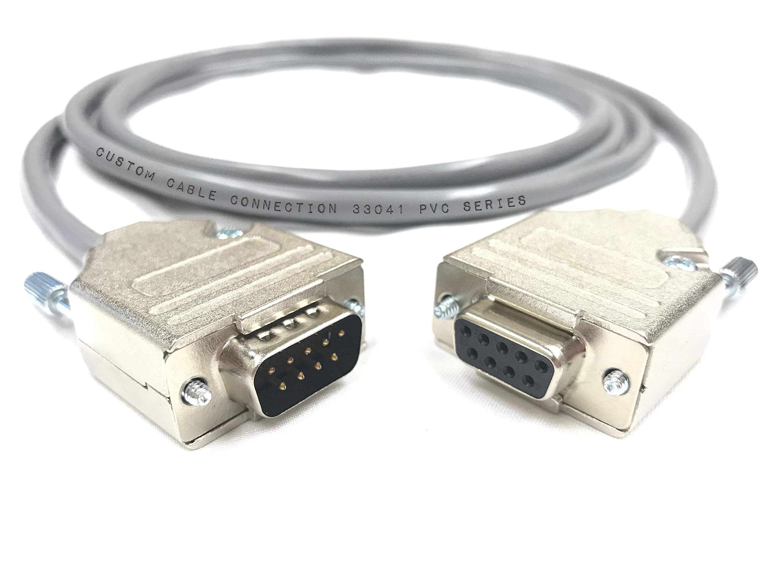 1 Foot Db9 Male To Female Rs232 Extension Serial Cable   24 Awg With Grey Pvc Jacket   Made In Usa By Custom Cable Connection
