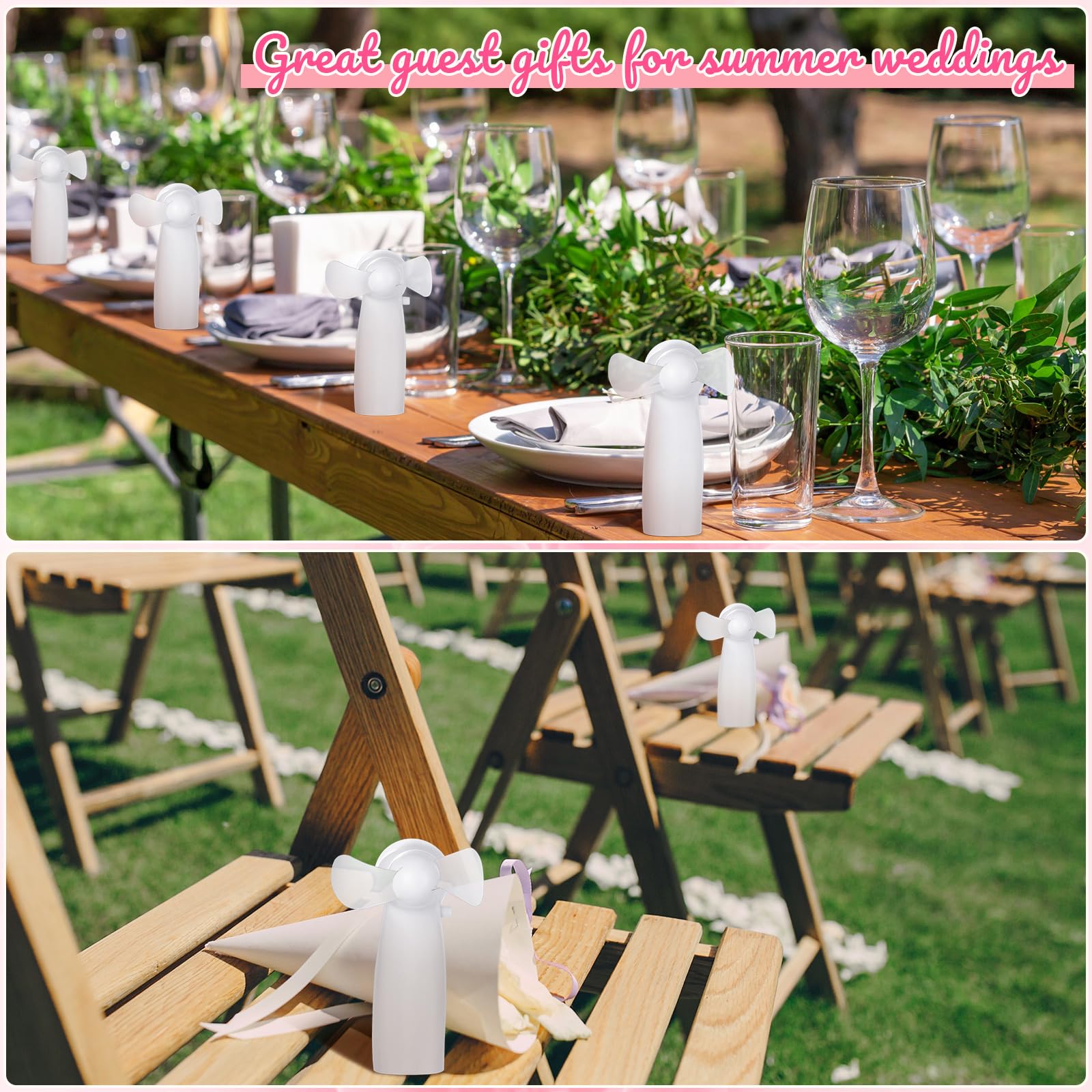 Rossesay 24 Pcs Mini Portable Fan Bulk Powerful Handheld Fan Electric Small Personal Battery White Hand Fan For Indoor Outdoor W