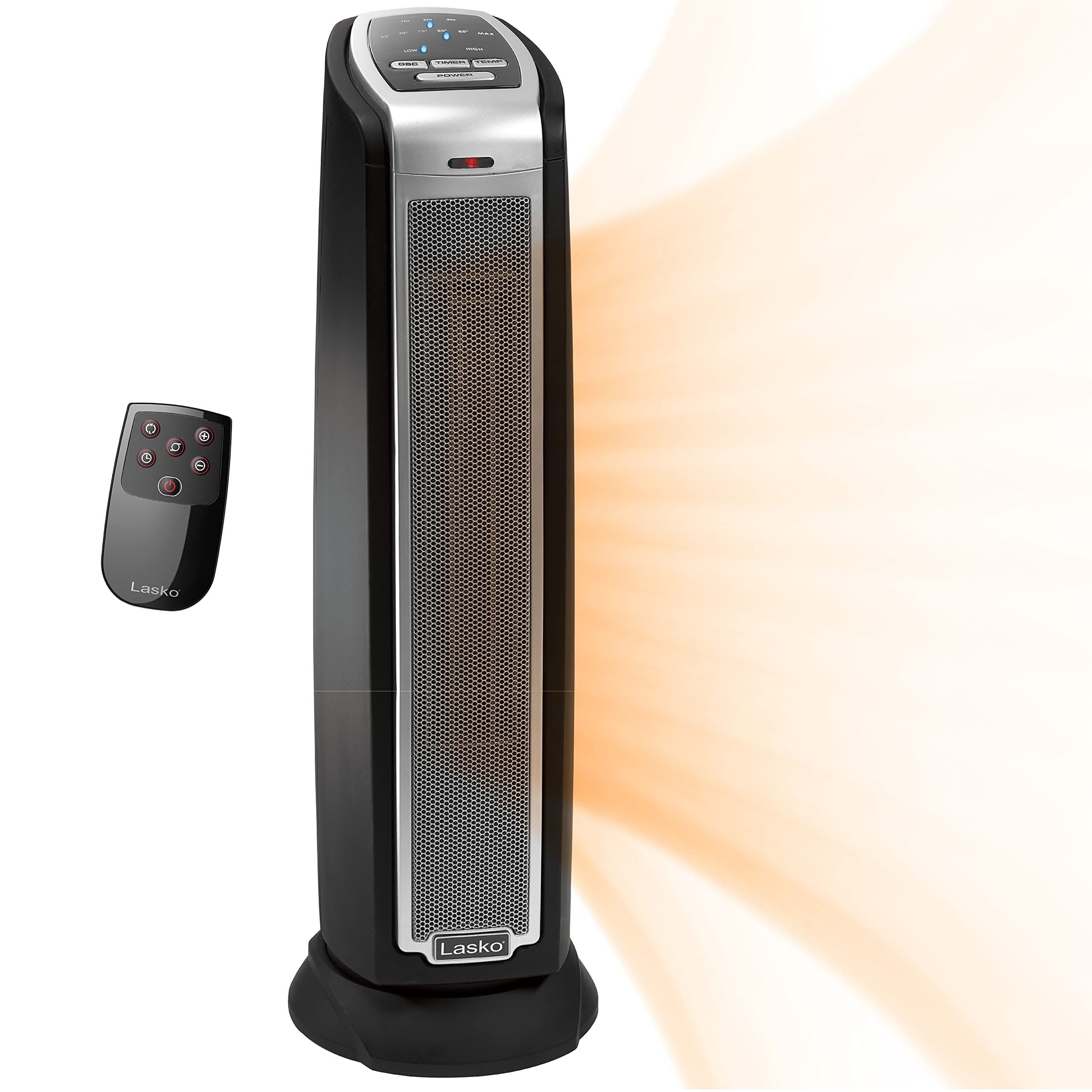 Lasko 5790 Oscillating Ceramic Tower Heater With Remote Control,Black 5790