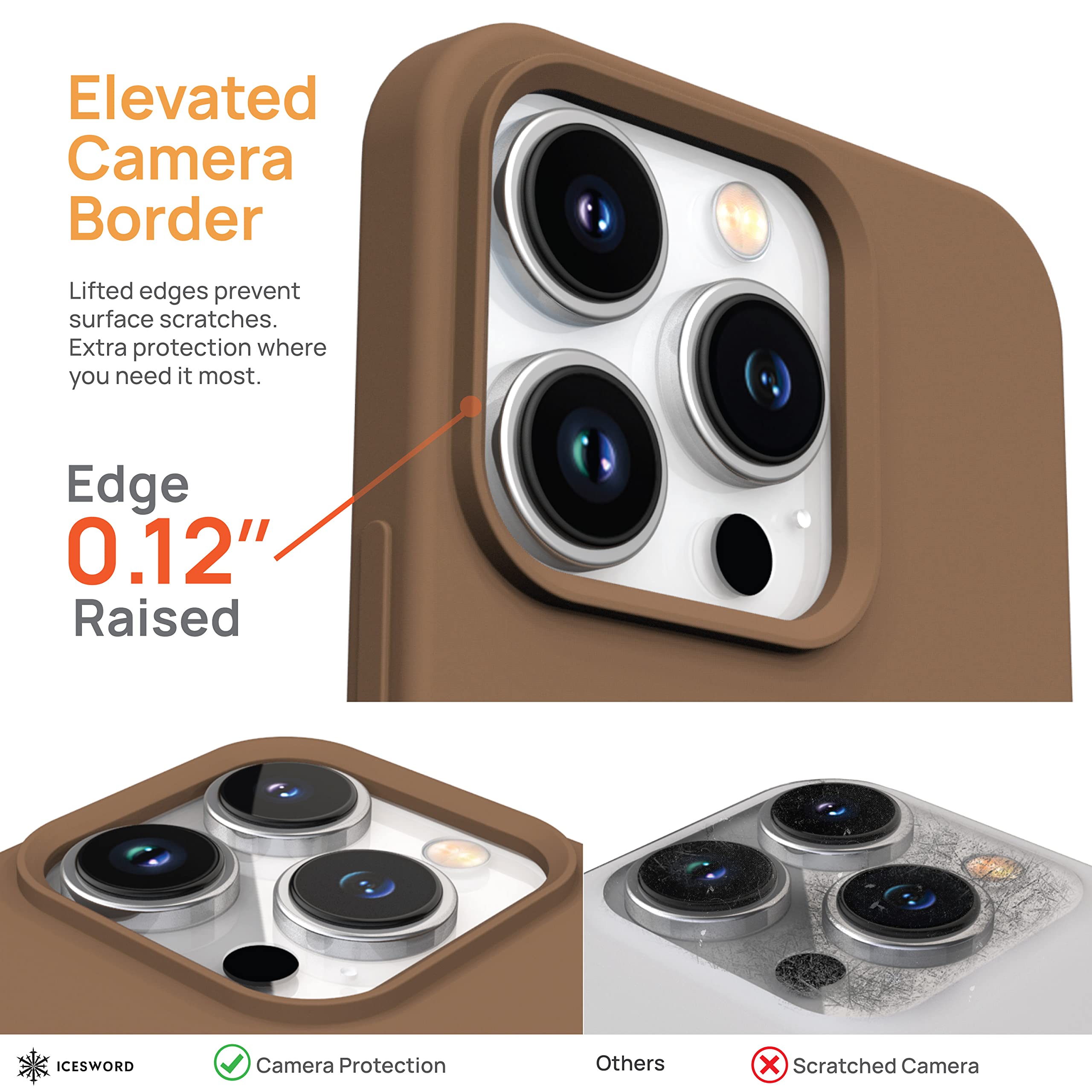 IceSword iPhone 14 Pro Case Slim Protective Silicone Shockproof Coffee 6.1 inch