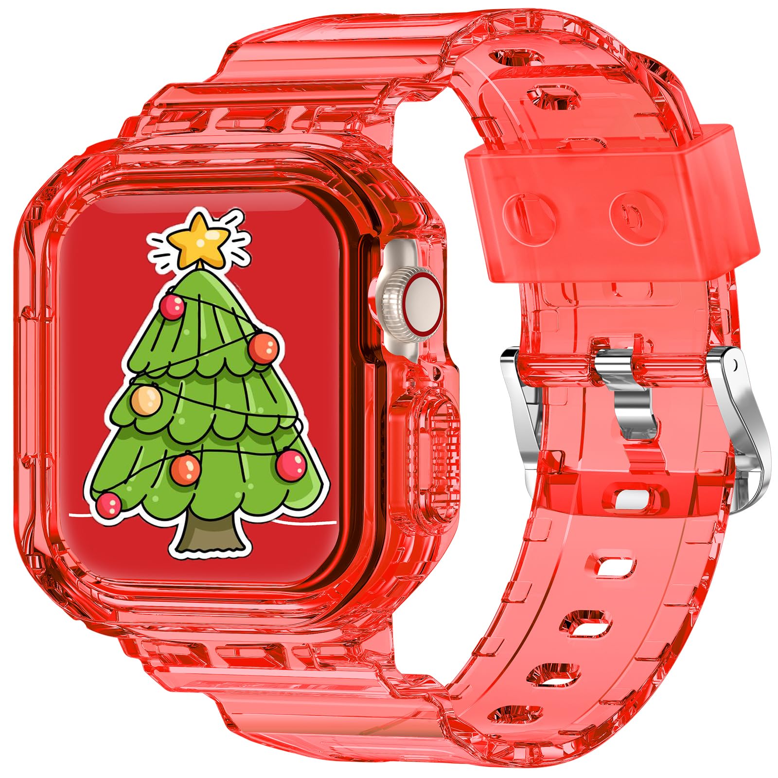 Xyf Compatible For Crystal Clear Apple Watch Bands, 45Mm 44Mm 42Mm Bumper Case For Men Women Jelly Sport Case Band For Iwatch Ul