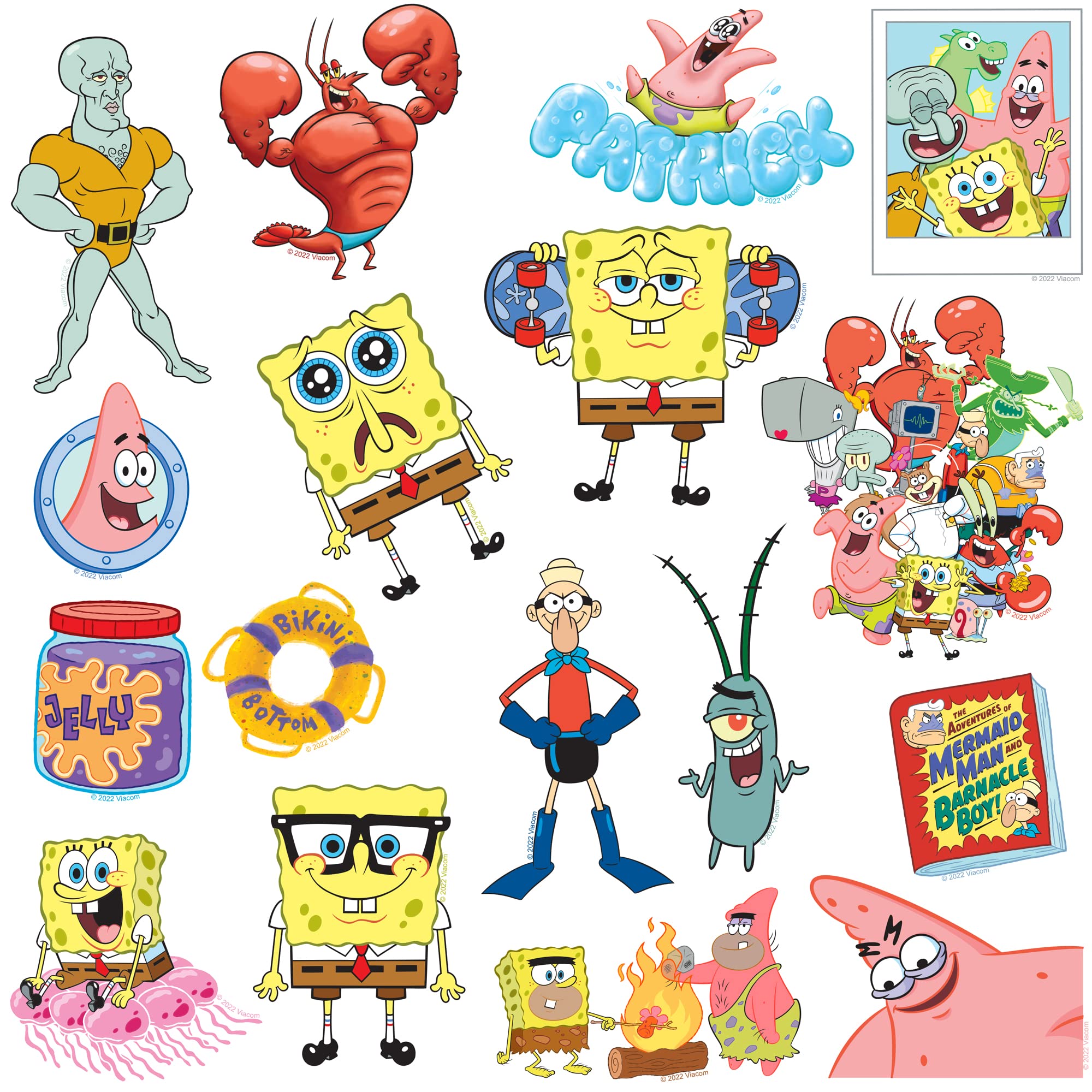 Spongebob Squarepants Sticker Pack Die Cut Vinyl Large Deluxe Stickers Variety Pack   Laptop, Water Bottle, Scrapbooking, Tablet
