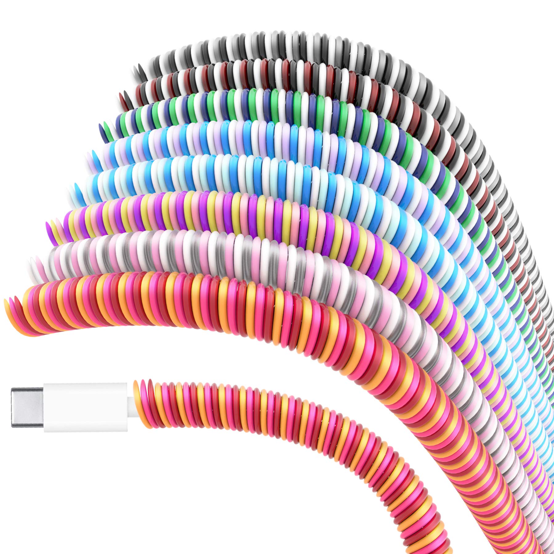 Rancco Cable Protector/Wire Repair/Pets Chew Cable Protector/Headphone Saver, 8 Pc Spiral Cable Strain Relief Cable Wrap Tube Ch
