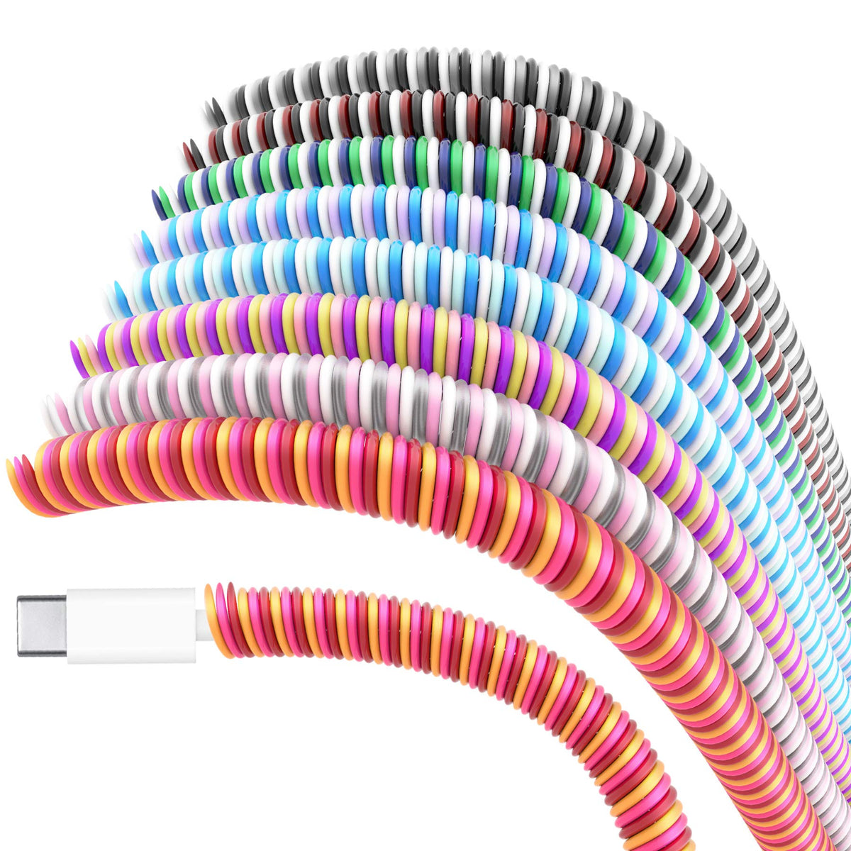 Rancco Cable Protector/Wire Repair/Pets Chew Cable Protector/Headphone Saver, 8 Pc Spiral Cable Strain Relief Cable Wrap Tube Ch