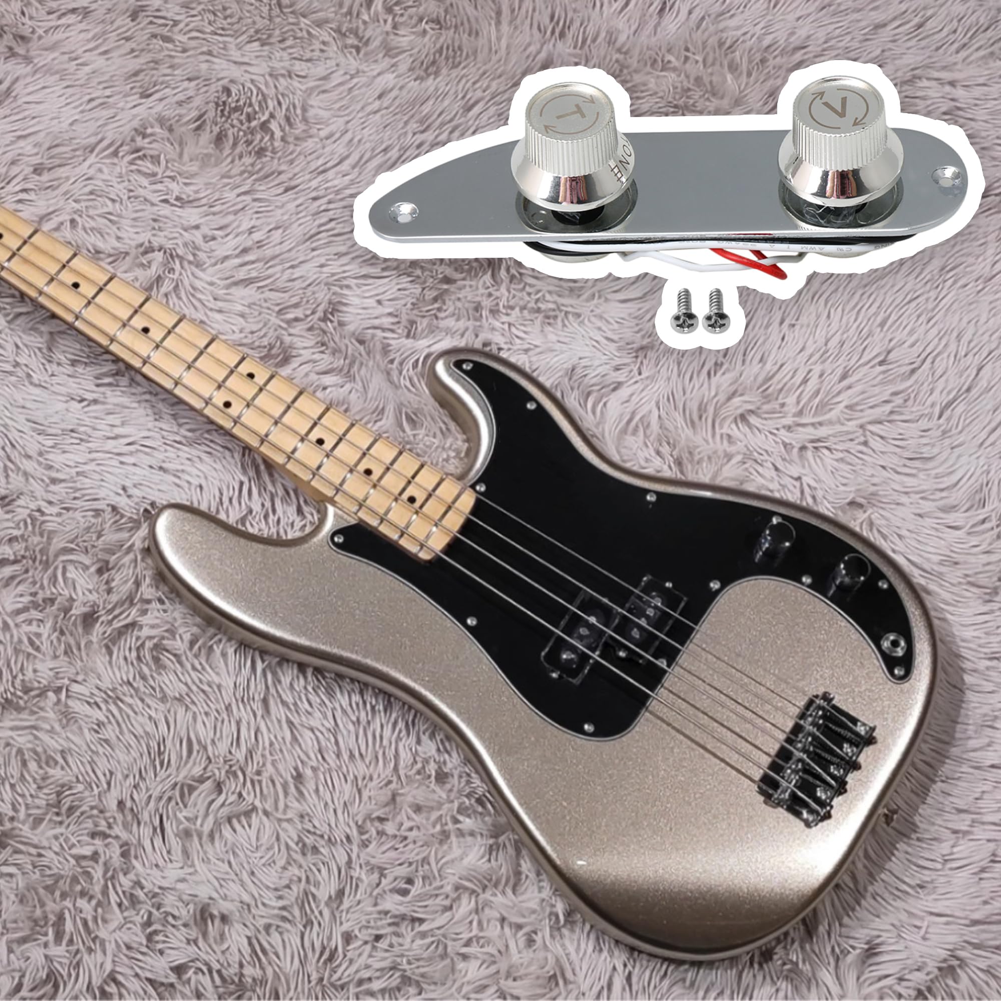 Lovermusic Silver 4.92Inch Length Metal Prewired Guitar Control Plate Telecaster Control Plate Replacement Parts For Electric Gu