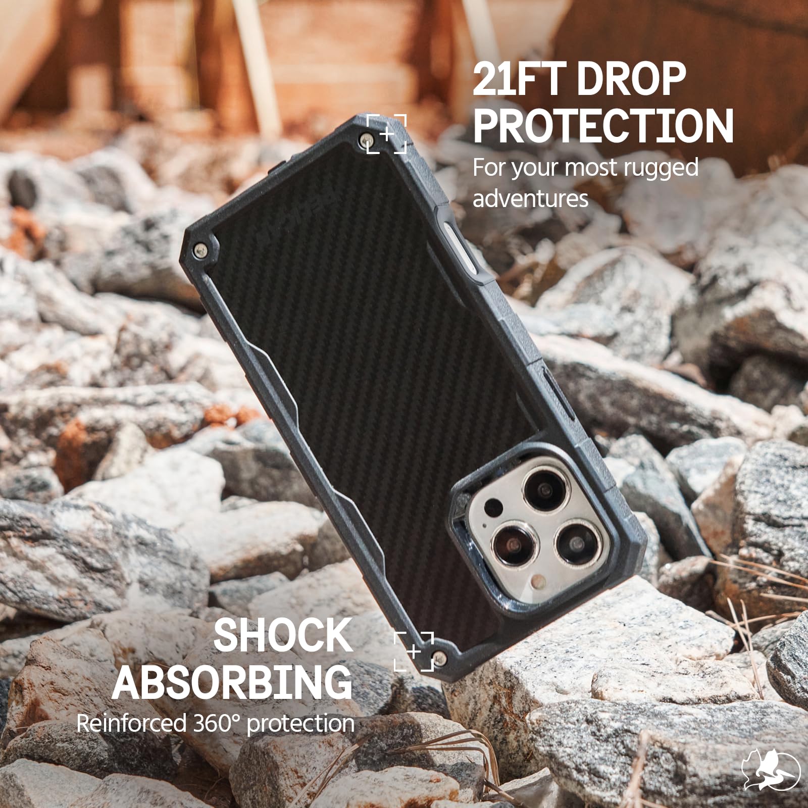 Pelican Shield Iphone 16 Pro Max Case [Compatible With Magsafe] Rugged Phone Case W/ 21Ft Military Grade Drop Protection   Heavy