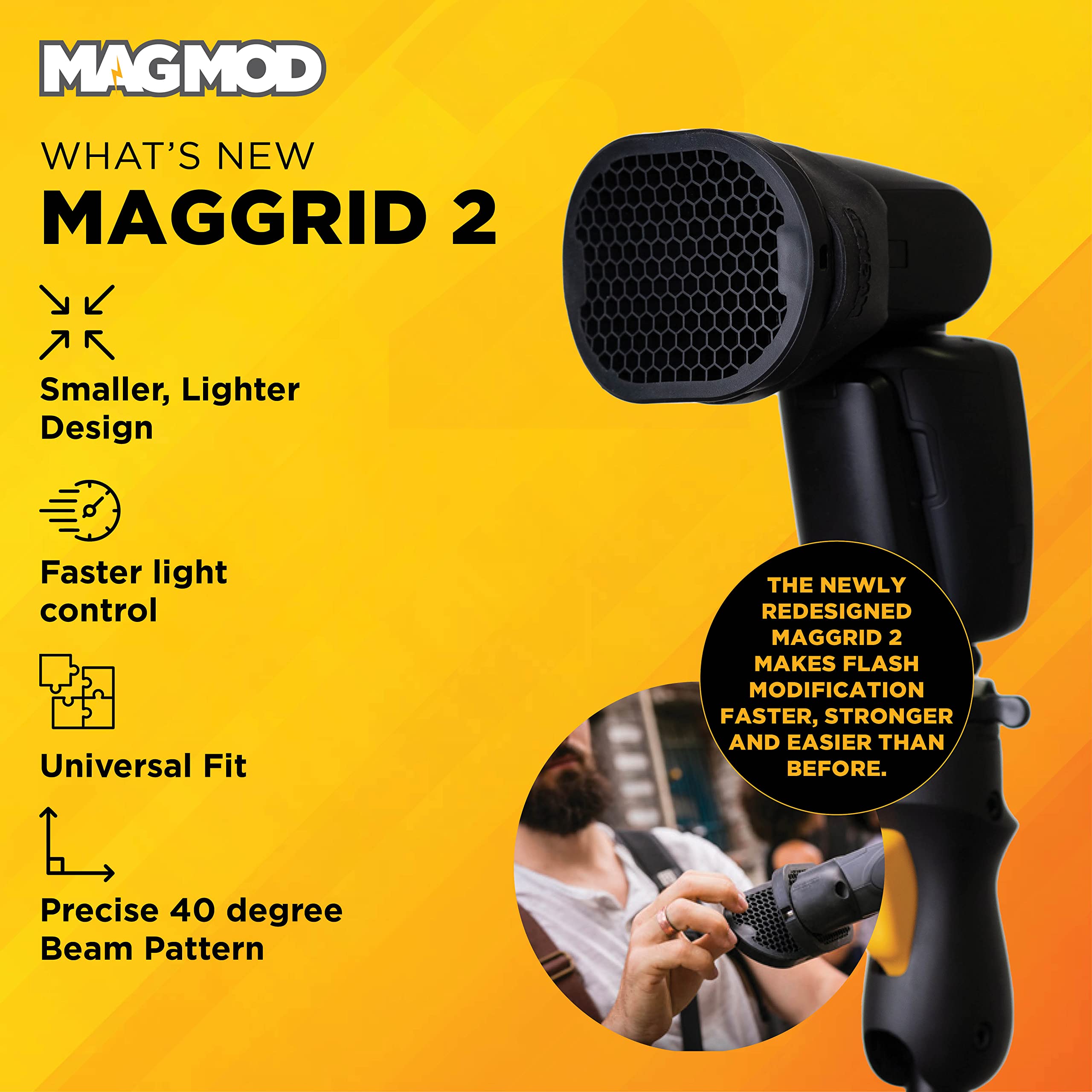 Magmod Starter Flash Kit 2 | Camera Speedlight Flash Diffuser | Magnetic Light Modifier Attachments | Lightweight Magmod Modifiers: Maggrip 2, Magsphere 2, Maggrid 2 | Superior Light Control