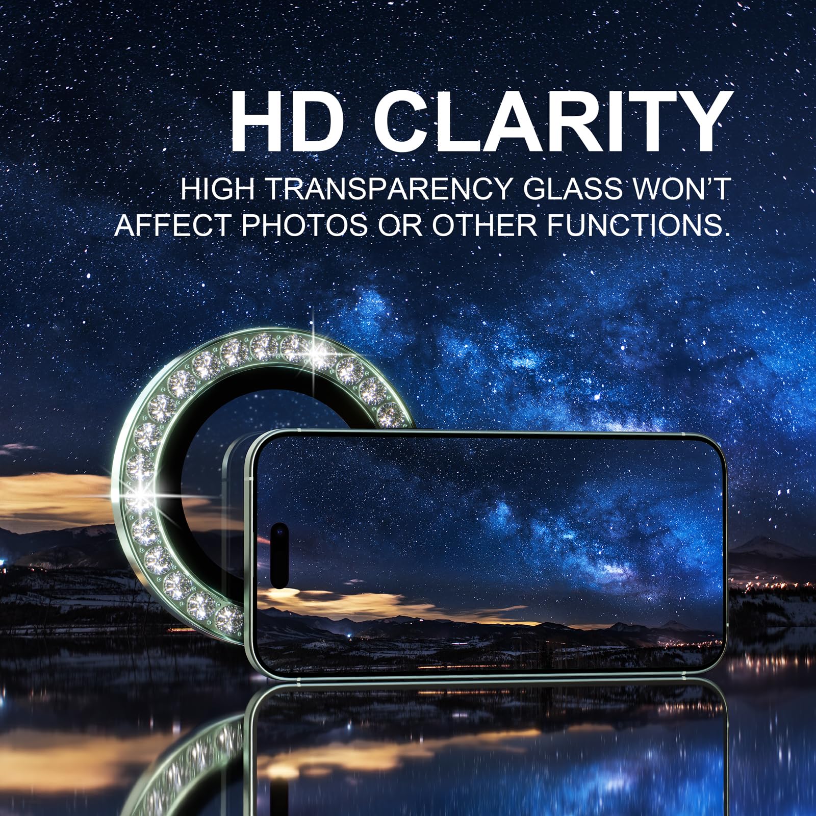 Choiche Compatible For Iphone 15 /Iphone 15 Plus Camera Lens Protector Bling, 9H Tempered Glass Camera Cover Screen Protector Me