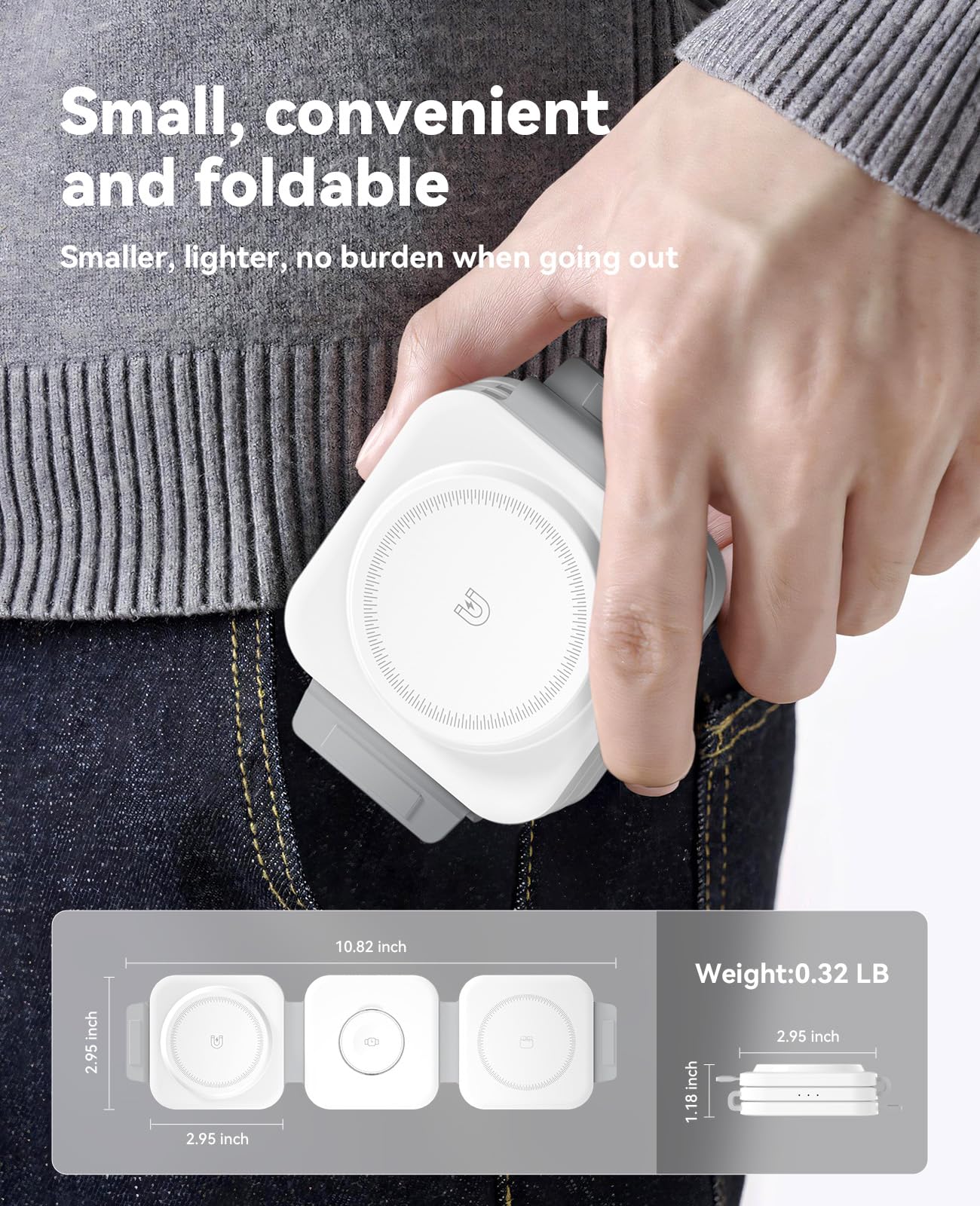 2Pack 3 In 1 Charging Station For Apple Multiple Devices Foldable Magnetic Fast Wireless Charger Dock, Travel Charging Pad For I