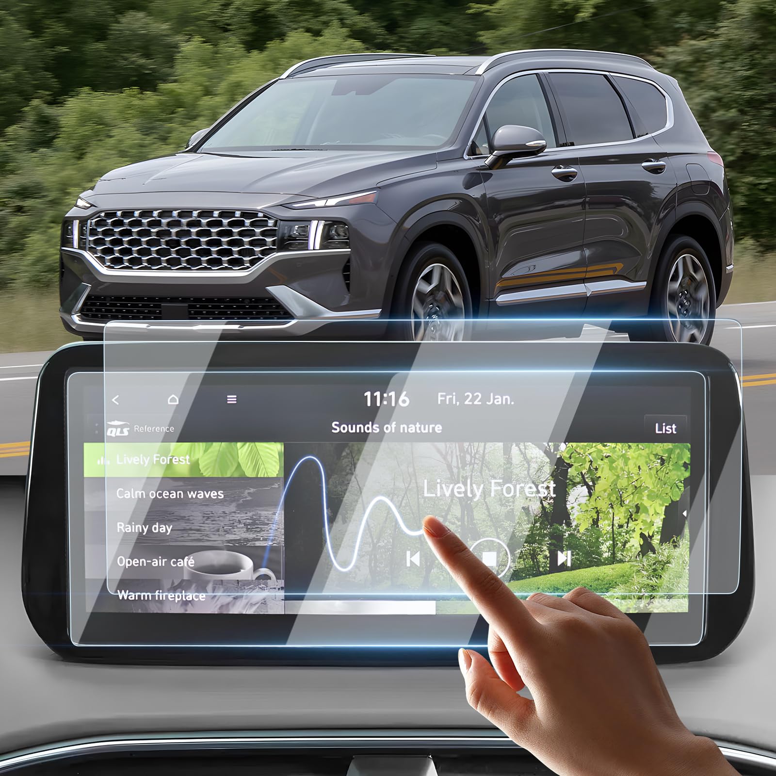 Sunsdrew 2Pcs Screen Protector For 2021 2022 2023 Hyundai Santa Fe (Sel/Xrt/Limited/Calligraphy) 10.25 Inch Touch Screen Radio Display Protector 9H Tempered Glass Protective Film Anti Glare