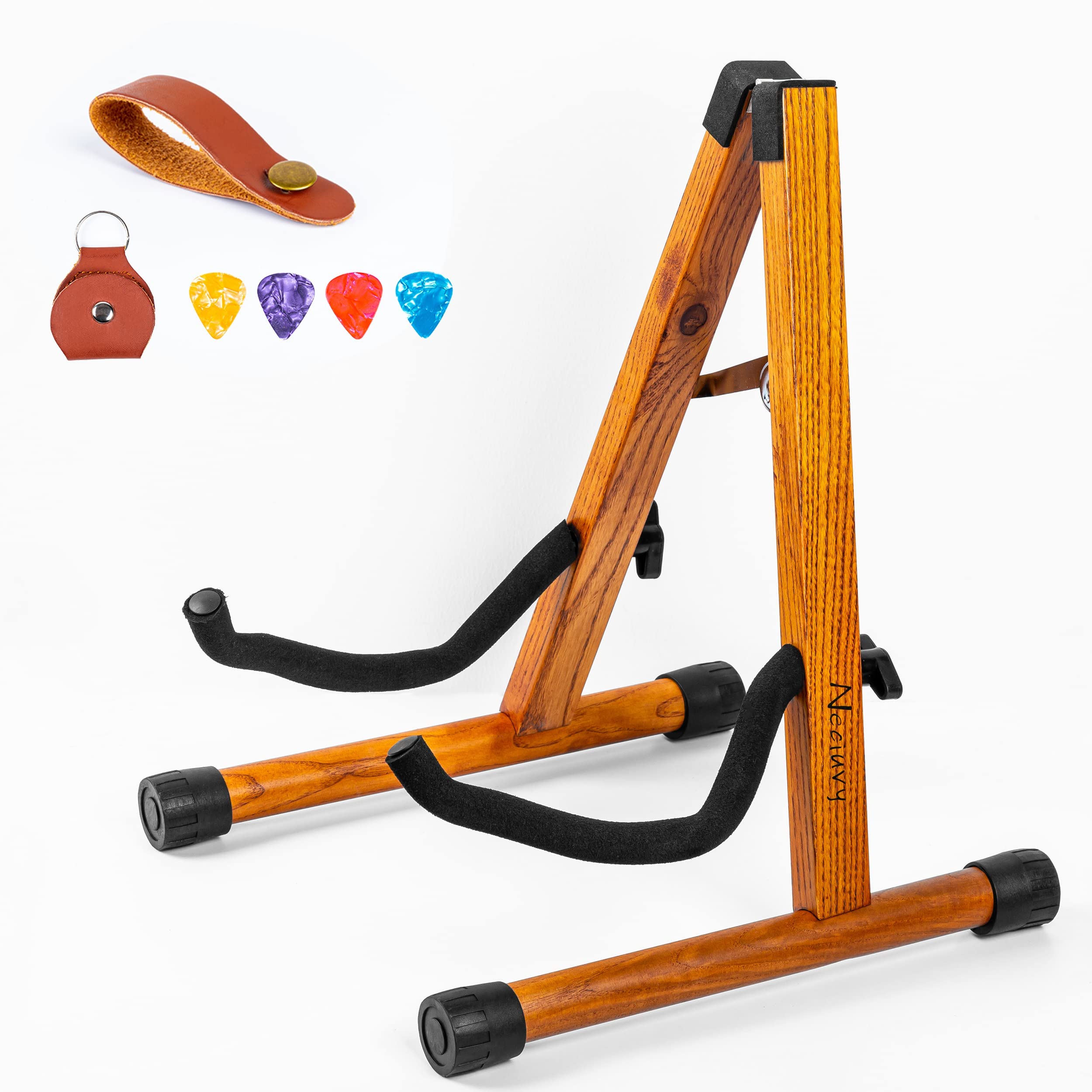 Neciuvy Guitar Stand,Wood Guitar Stand Acoustic,A Frame Folding Acoustic Electric Guitar Stands Floor For Bass,Cello,Banjo,Mando