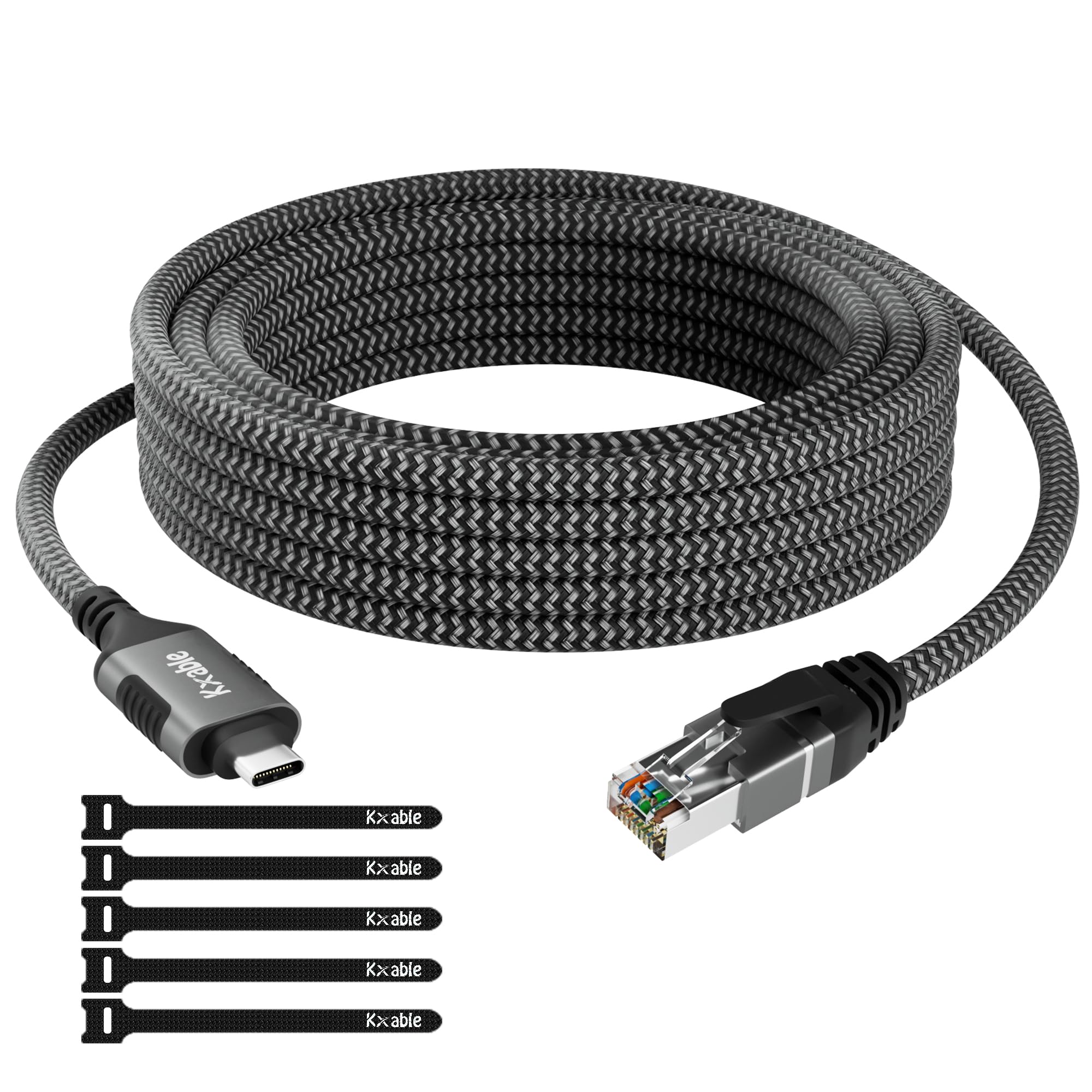Usb C To Ethernet Cable 10Ft, Type C To Rj45 Cord, Directly Connected, Gigabit Lan Network, Thunderbolt 3/4 Compatible, For Macb
