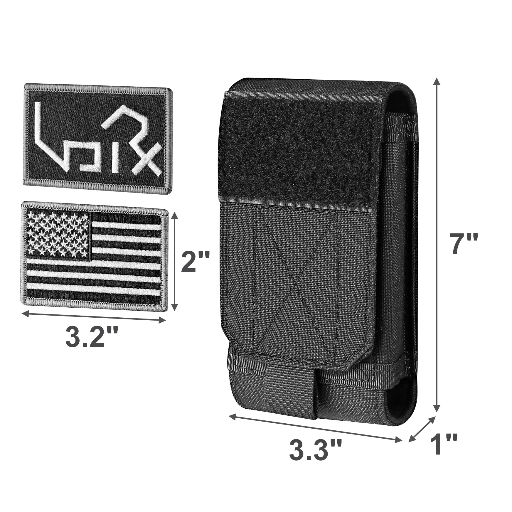 Urvoix Molle Phone Pouch For Belt, Tacitcal Cell Phone Holster Bag Cover Case For Iphone 16 Pro Max/15 Plus, With Patches