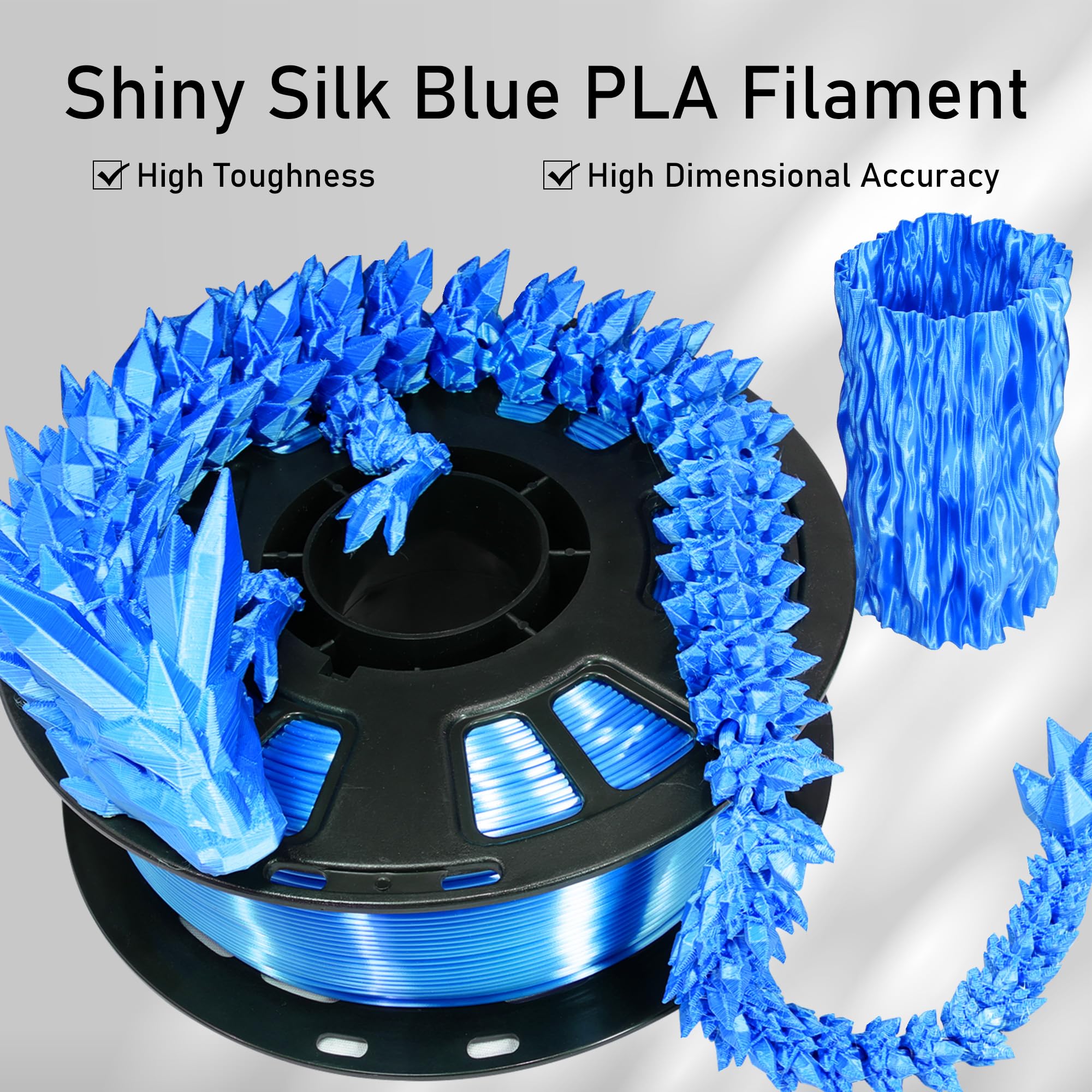 Do3D Silk Blue Pla Satin Shiny 3D Printer Filament, 1.75Mm Diameter 1Kg Spool 2.2Lbs For Fdm 3D Printers