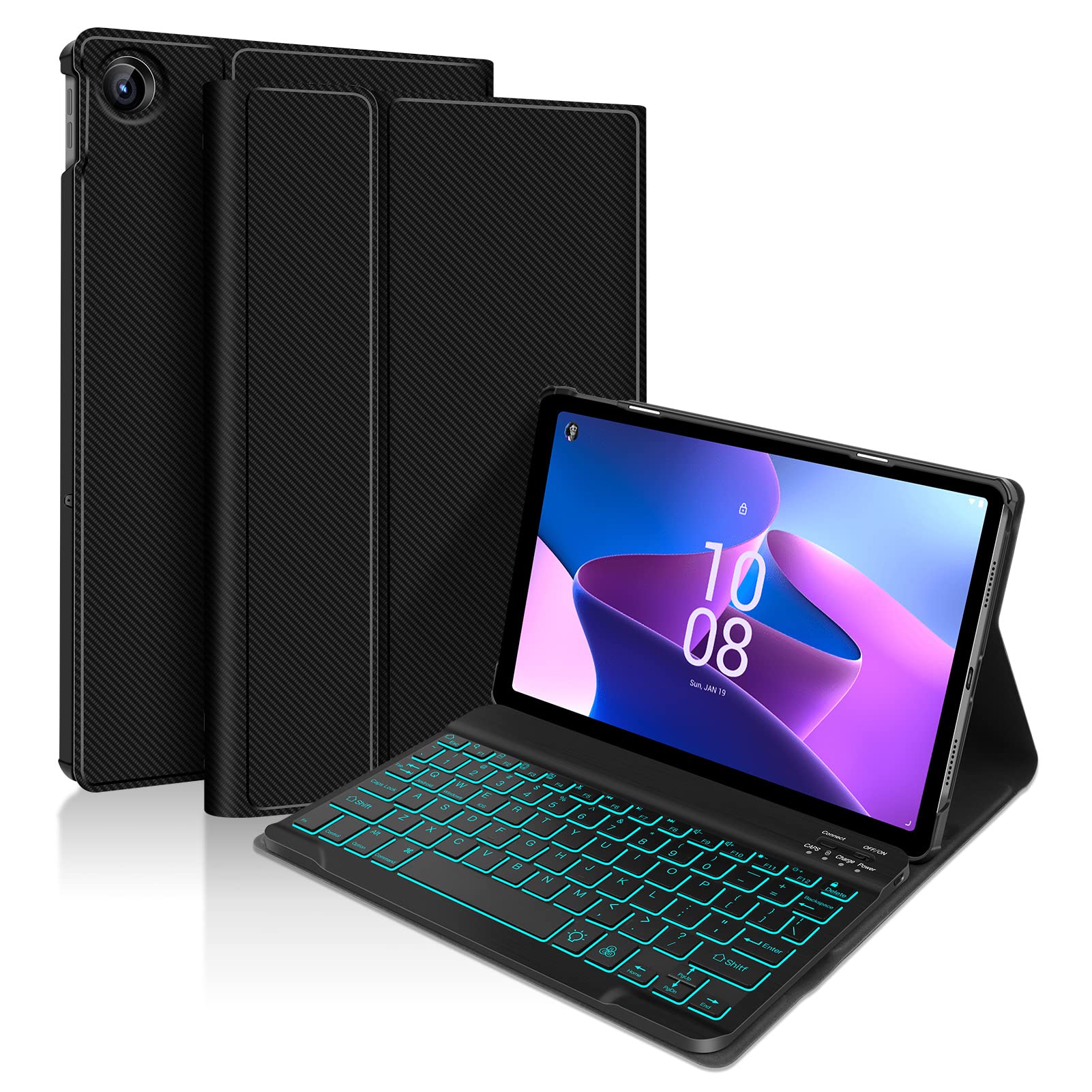 XIWMIX Lenovo Tab M10 Plus Backlit Keyboard Case 10.6 Inch 3rd Gen 2022, Slim Case Lightweight Smart Tablet Cover with Magnetica