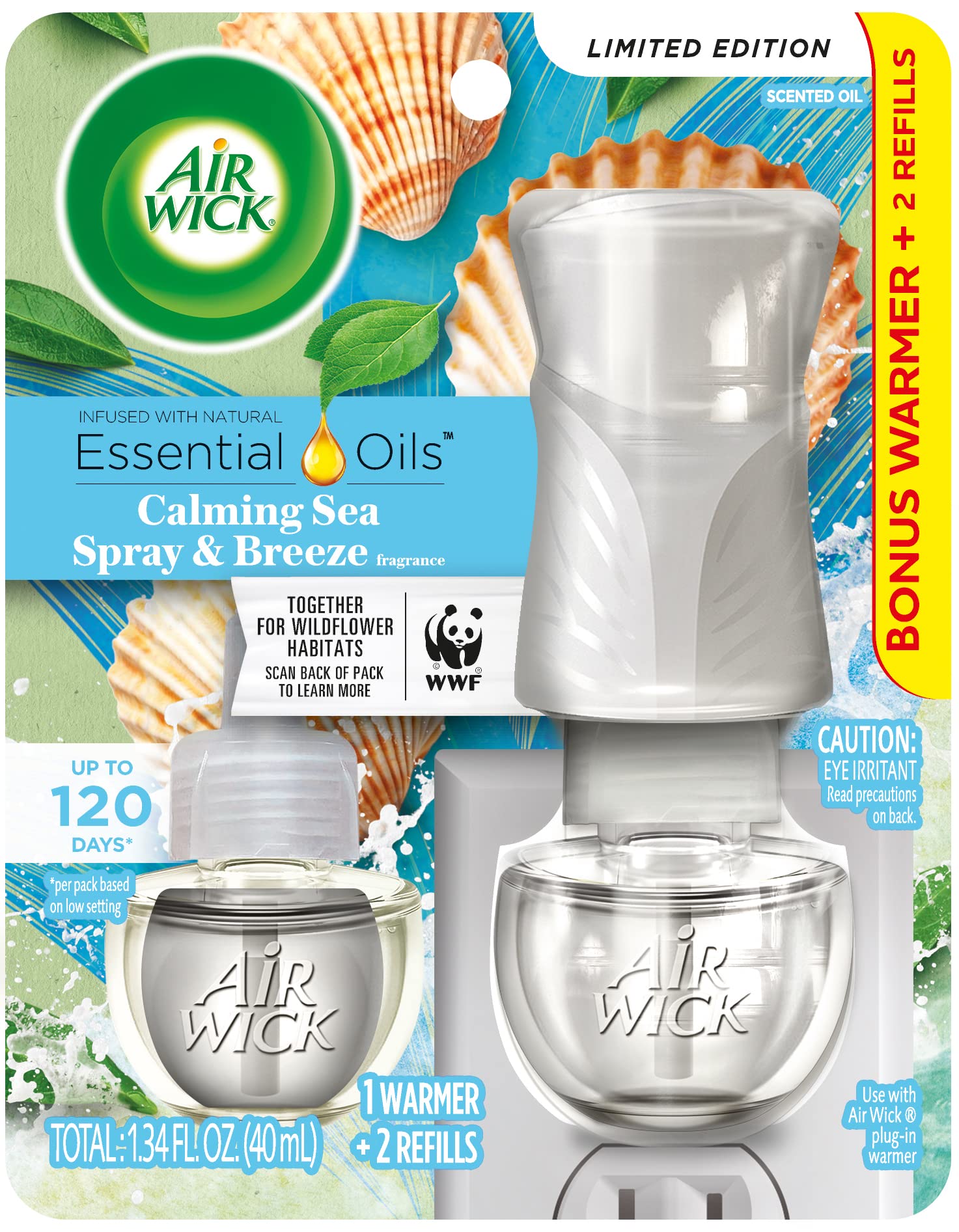 Air Wick Plug in Scented Oil Starter Kit (Warmer + 2 Refills), Apple Cinnamon Medley, Fall Scent, Essential Oils, Air Freshener