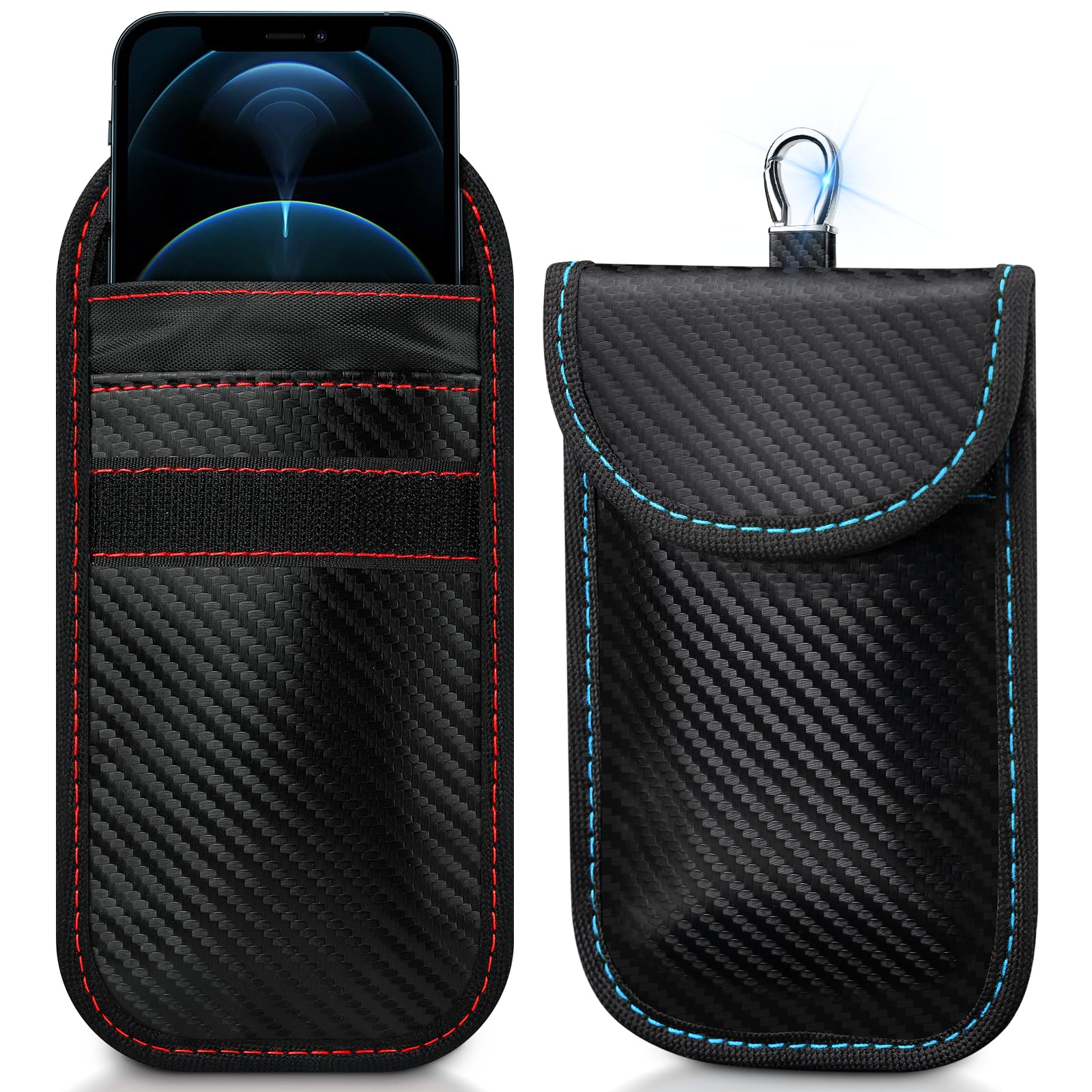 2025 Faraday Bags For Phones & Car Keys,2 Pack Faraday Pouch Phone Case,Signal Blocking Rfid Key Fob Protector,Carbon Fiber Mate