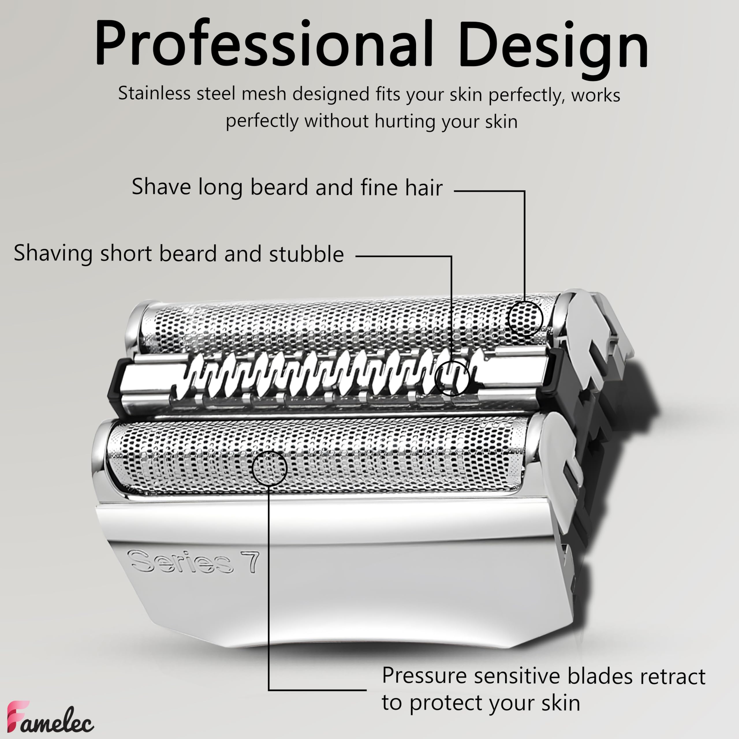Famelec Upgrade 70S Series 7 For Braun Razor Replacement Head, Replacement Cassette Foil And Cutter For Braun Pulsonic & Series