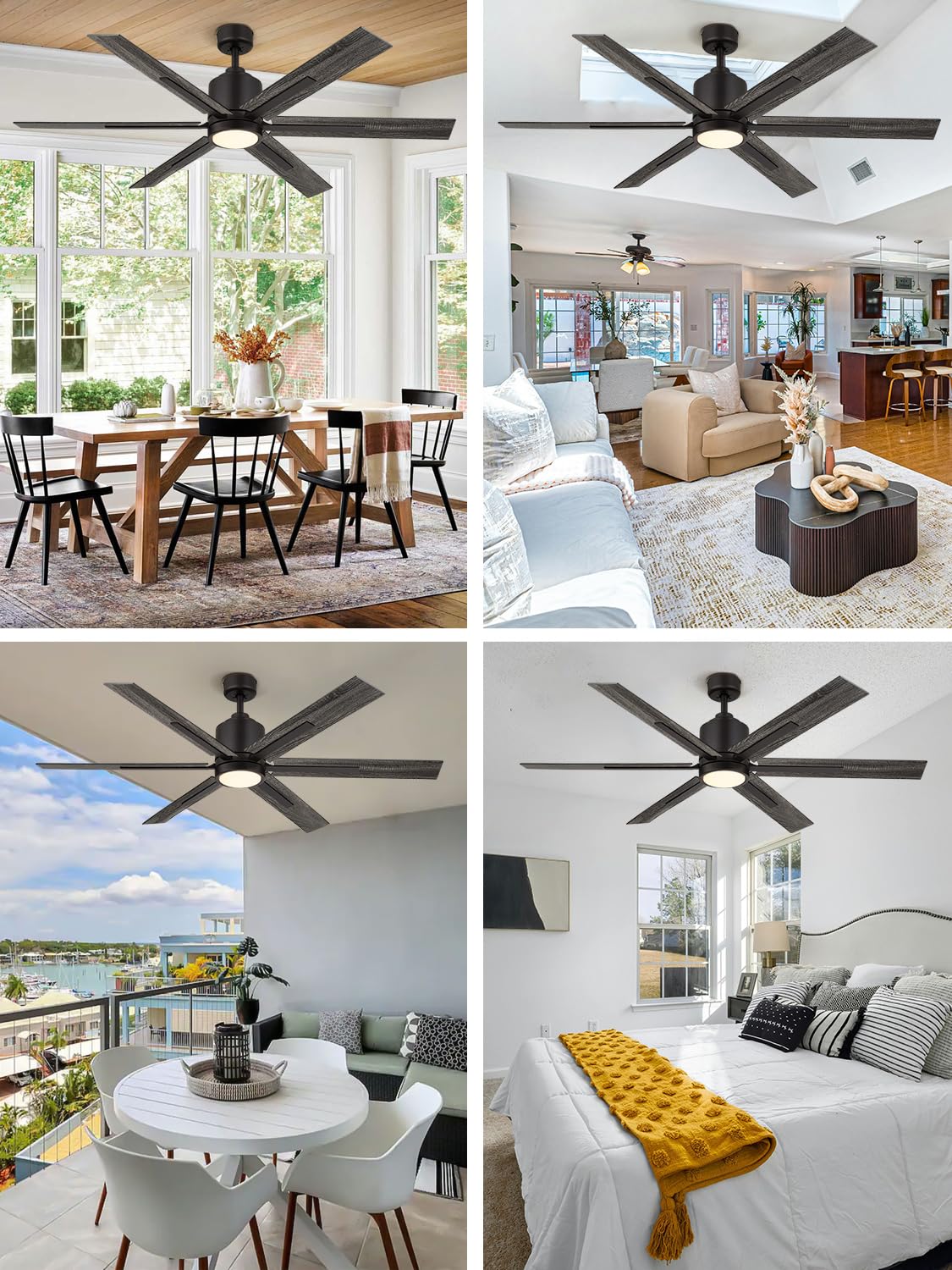 Senroyal 60 Inch Ceiling Fan With Light And Remote, Farmhouse Ceiling Fan With Light, Large Industrial Ceiling Fan For Living Ro