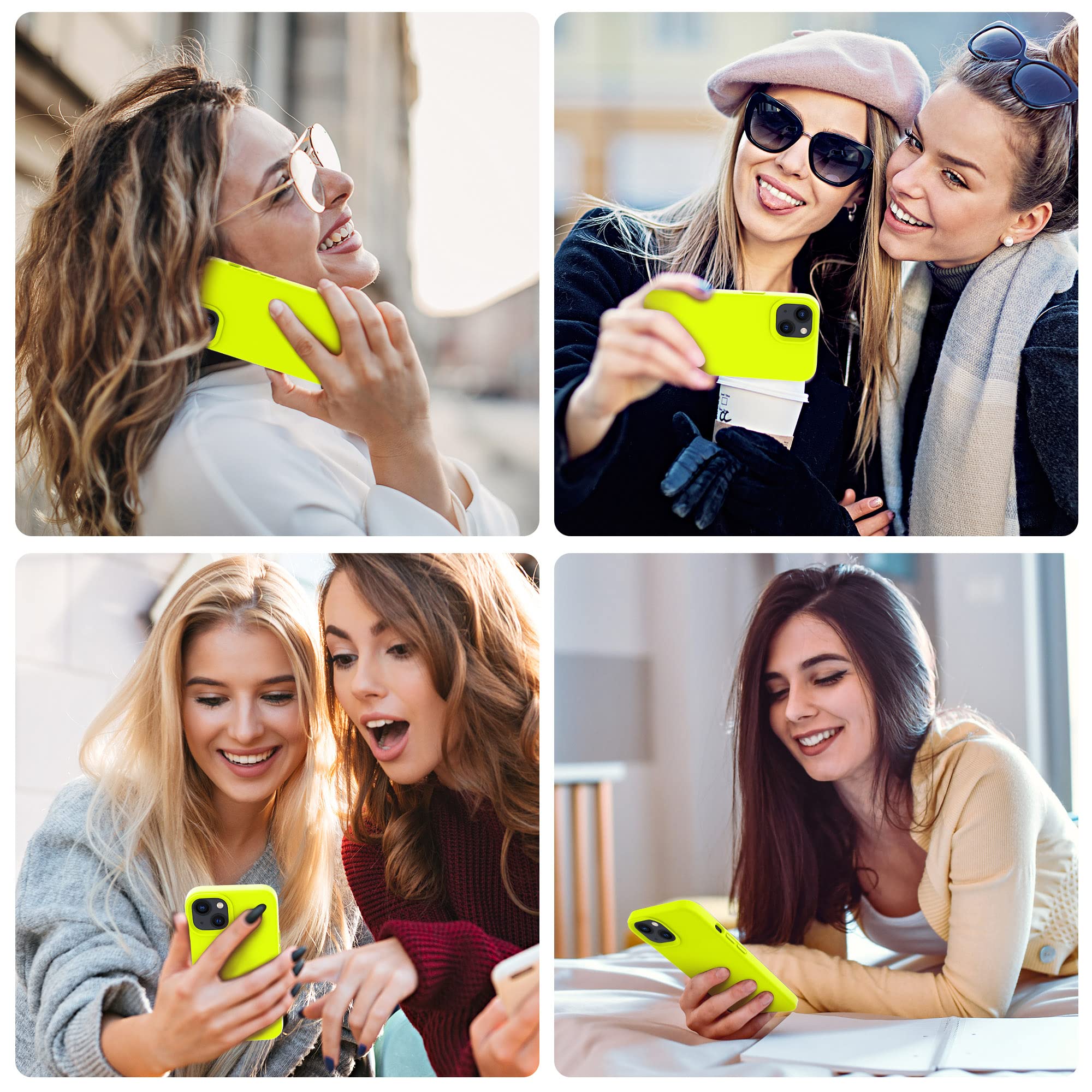 Otofly Designed For Iphone 14 Case, Silicone Shockproof Slim Thin Phone Case For Iphone 14 6.1 Inch (Fluorescent Yellow)