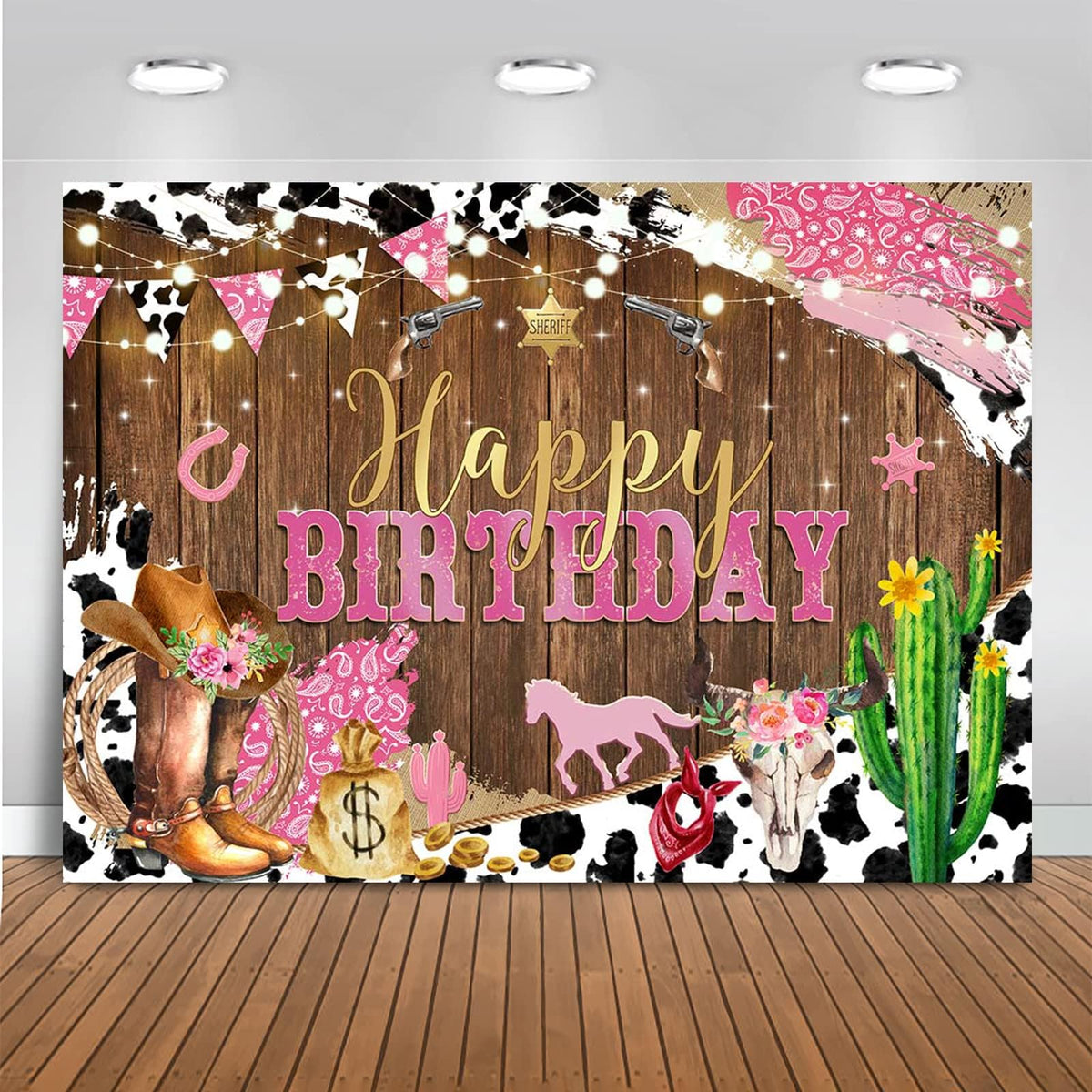 Mocsicka Western Cowgirl Birthday Backdrop For Girls Party Decorations Rustic Rodeo Boot Horse Theme Photo Booth Background Happ