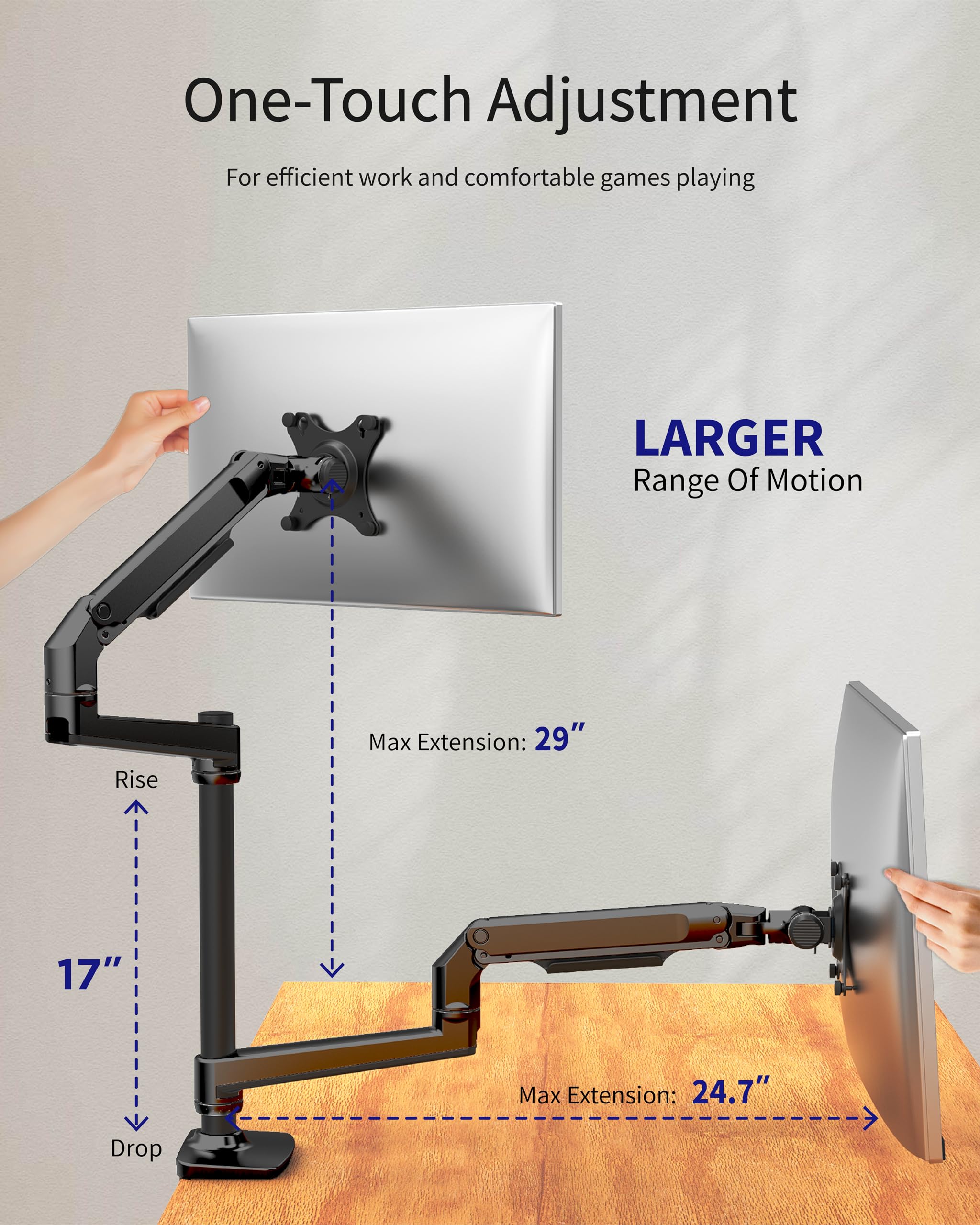 Ergounion Dual Monitor Stand For Desk, Vertical Dual Monitor Mount With Wide Range Of Motion, Dual Monitor Arm For 17 40'' Scree