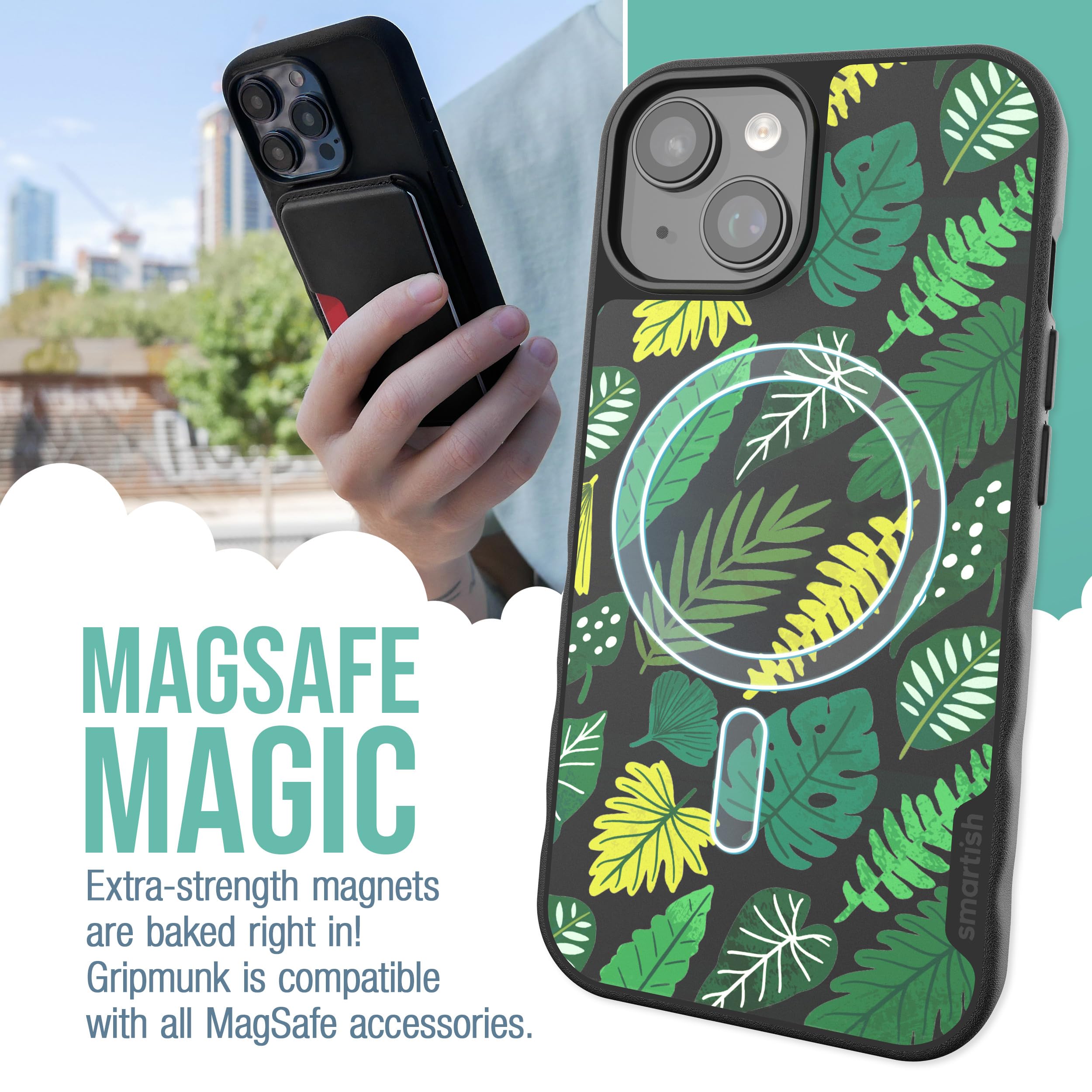 Smartish Iphone 15 Magnetic Case   Gripmunk Compatible With Magsafe [Lightweight + Protective] Slim/Thin Grip Cover With Microfi