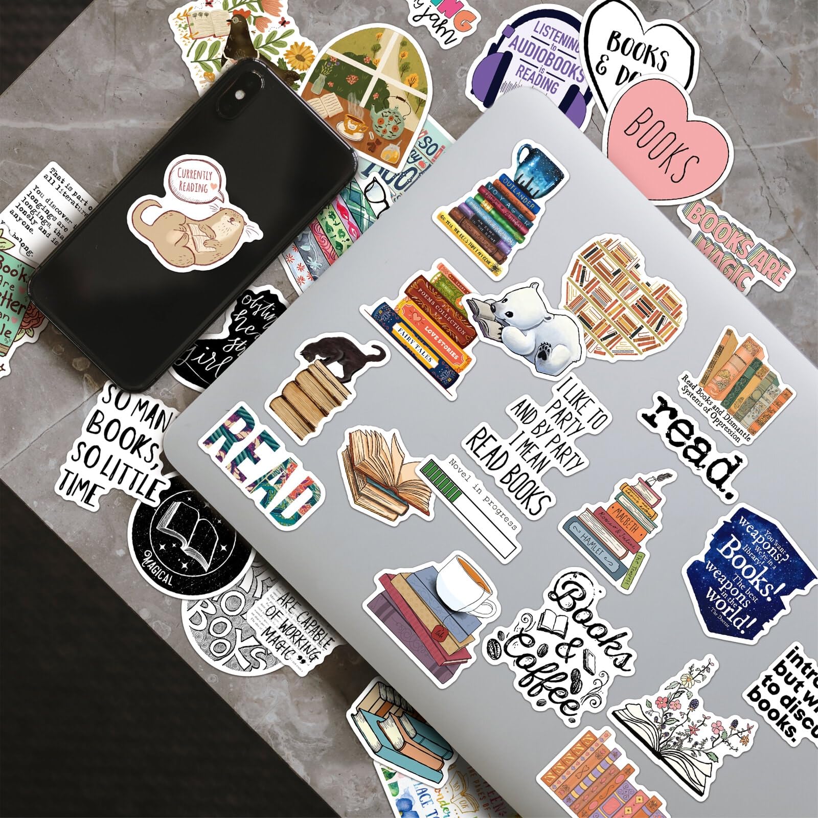 Joyppy 50 Pcs Book Stickers For Kindle, Bookish Kindle Reading Stickers For Books, Water Bottles, Laptops, Book Lover Stickers A