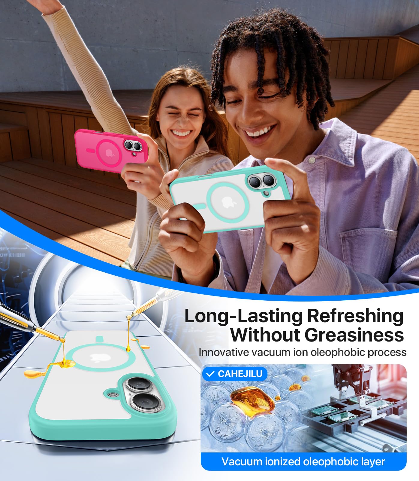 Cahejilu Magnetic For Iphone 16 Case,[Compatible With Magsafe][Military Grade Drop Protection] Anti Fingerprint Translucent Matt