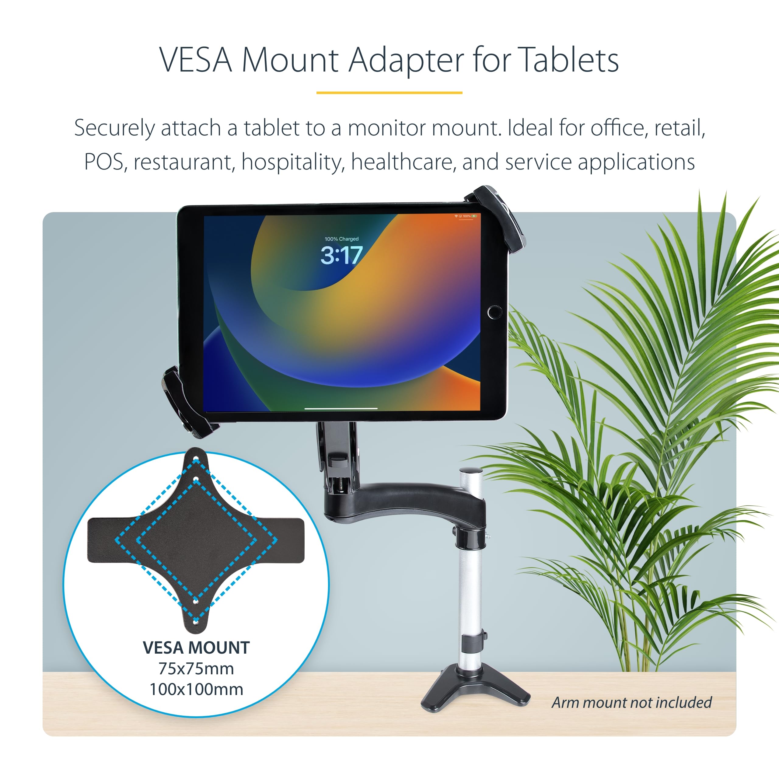 Startech.Com Vesa Mount Adapter For Tablets 7.9 To 12.5In   Up To 2Kg (4.4Lb)   75X75/100X100 Vesa Patterns   Universal Anti The
