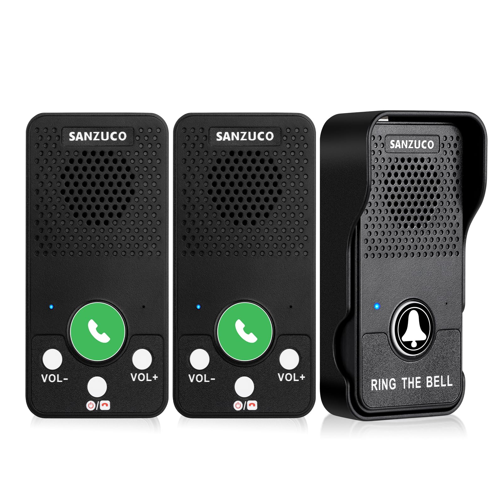 Sanzuco Doorbells, Waterproof Wireless Doorbell Hands Free, 1000Ft Range Door Bell Intercom Supports Two Way Communication With