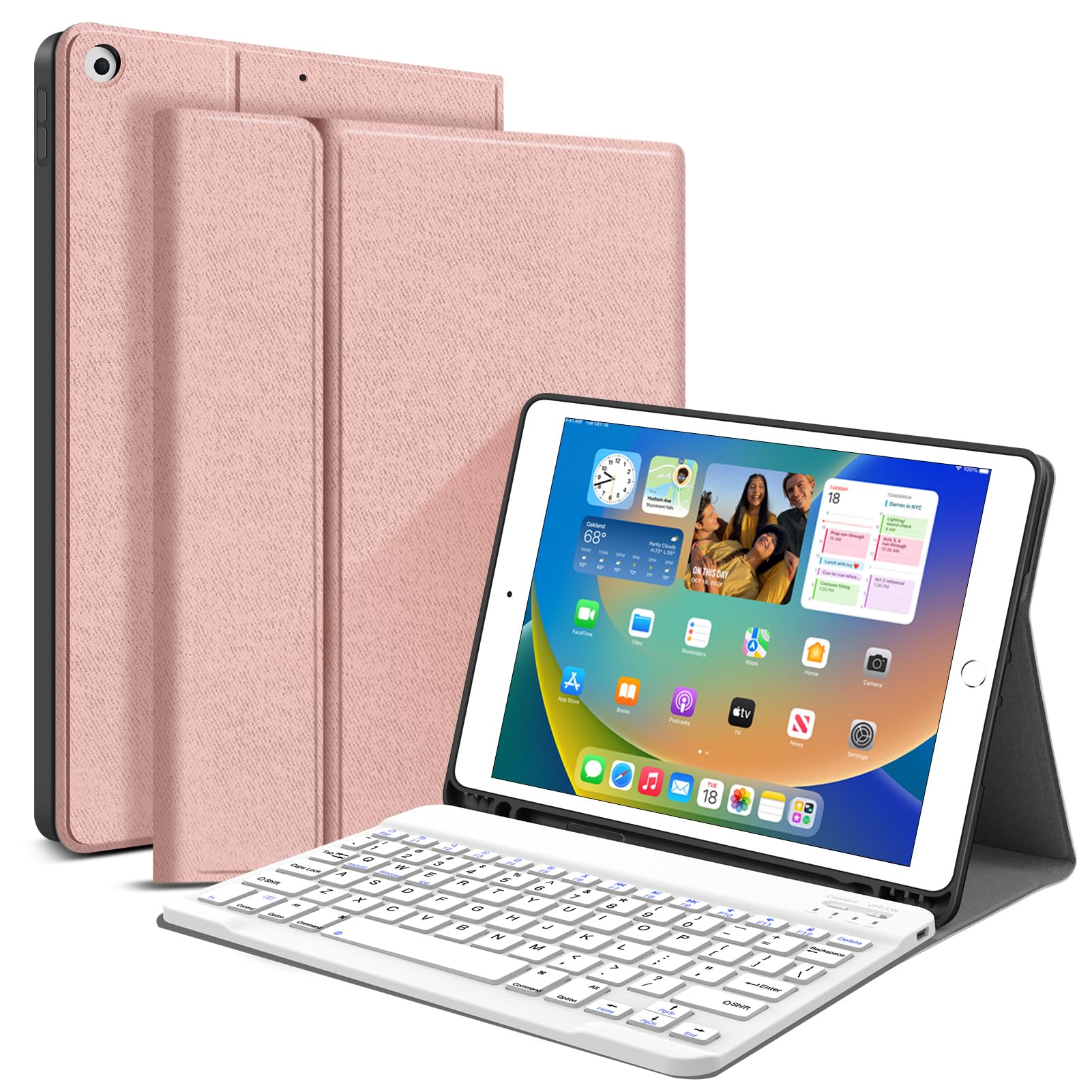 JUQITECH iPad 9th 8th 7th Generation Case with Keyboard 10.2 Inch 2021/2020/2019 - Wireless Bluetooth Magnetic Keyboard Case Sof